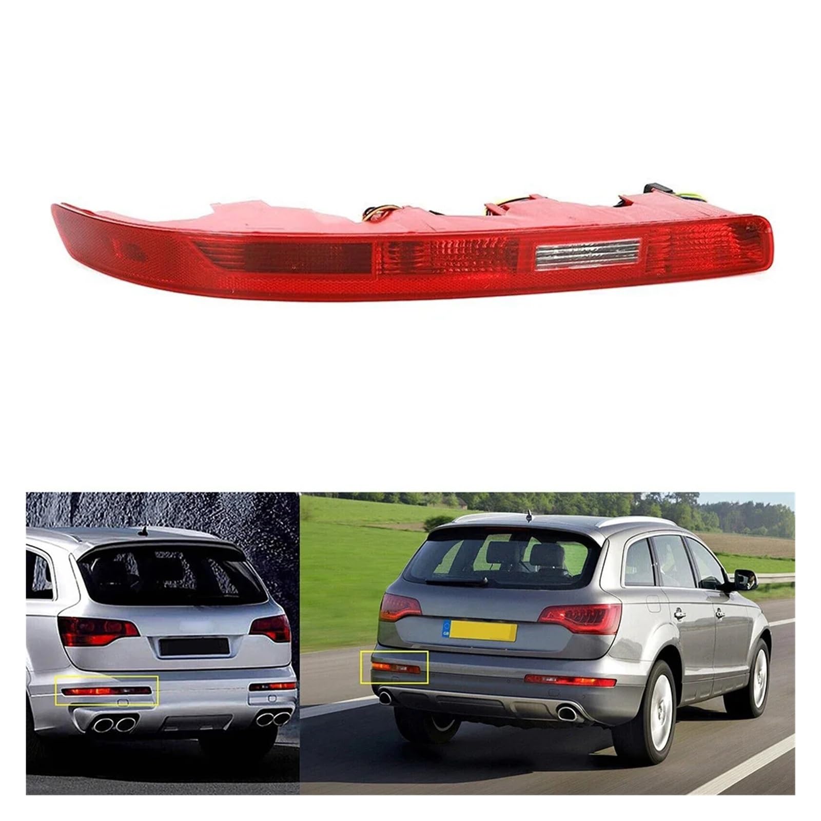 Pasuje do Q7 2006-2015 4L0945096 4L0945095 reflektor tylnego zderzaka światło hamowania cofania lampa przeciwmgielna 4 otwory wymiana kompatybilny(Left)