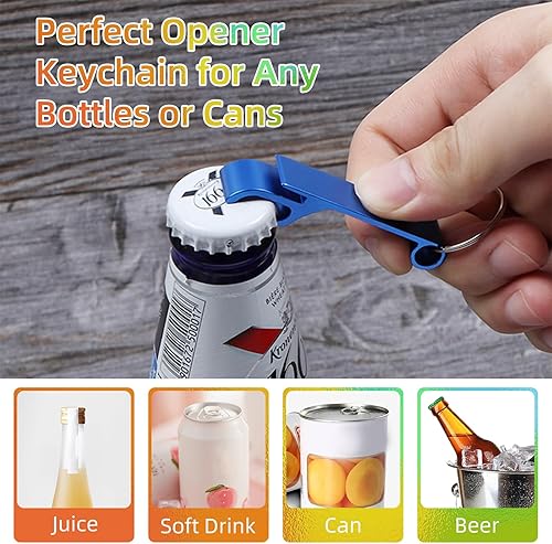 Miniatura 10 de Paquete de 200 llaveros coloridos de metal para abridor de botellas, pequeño abrelatas para fiestas (200 unidades)