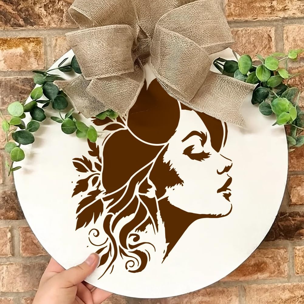FINGERINSPIRE 6PCS Abstract Woman Stencils With a Brush 8.3x11.7inch Beautiful Woman Stencils Elegant Lady Stencil Woman Face Silhouette Stencil for Painting on Wood Wall Furniture DIY Home Decoration
