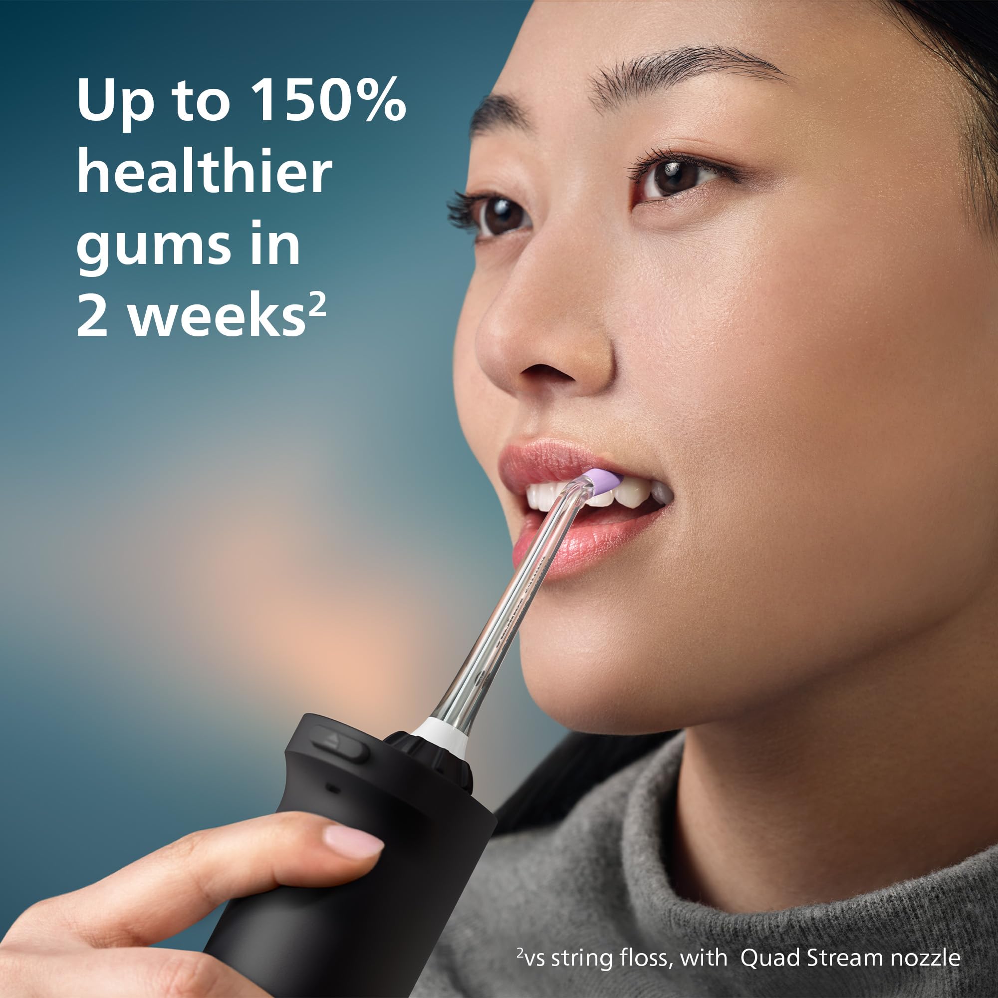 Philips Sonicare Idropulsore wireless 3000 – Idropulsore con tecnologia innovativa Quad Stream, irrigatore orale con 2 modalità di filo interdentale e 3 livelli di pressione, impermeabilità IPX7, nero