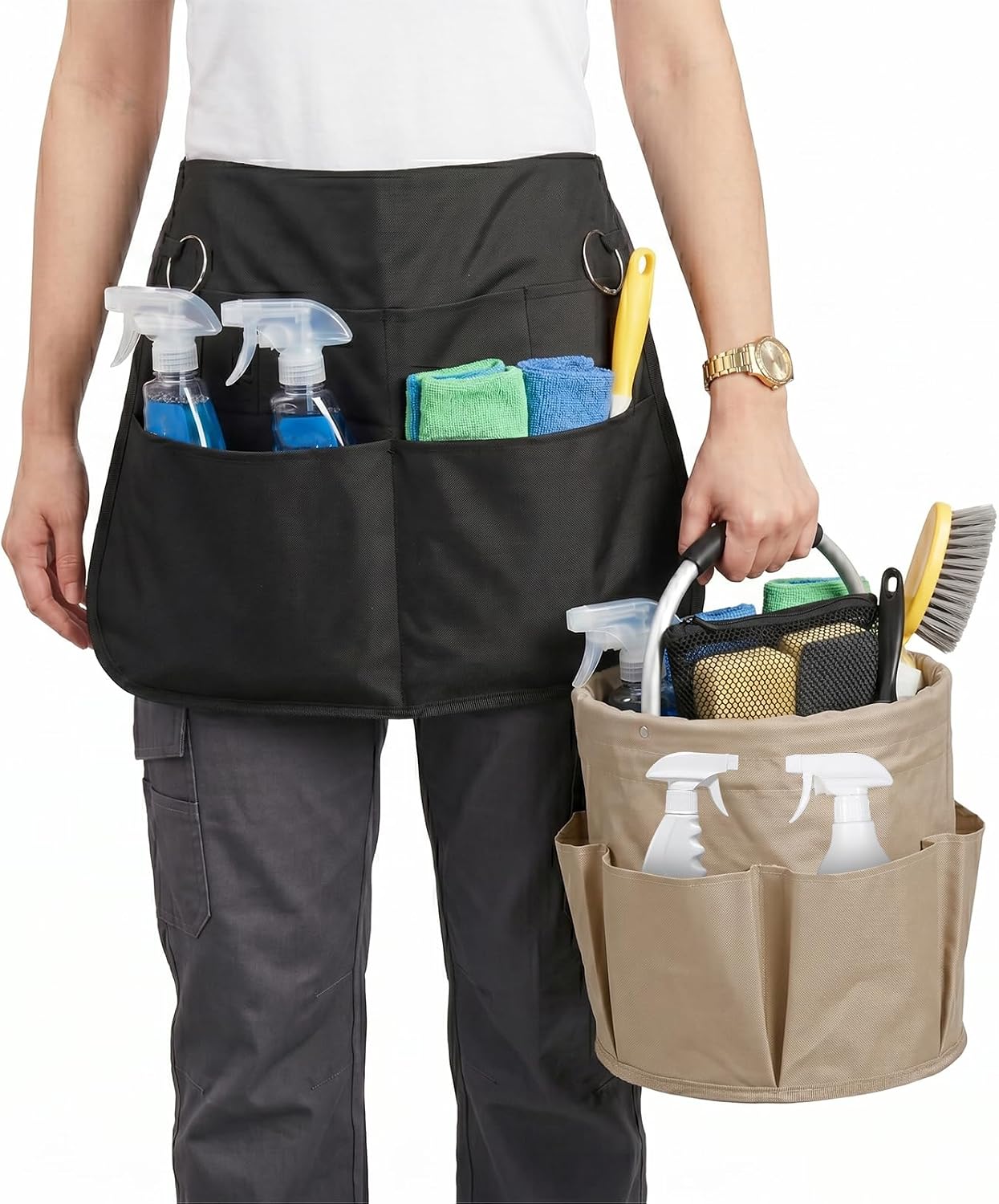 Cleaning Apron, Cleaning Caddy & Household Cleaning Storage Organizer Set