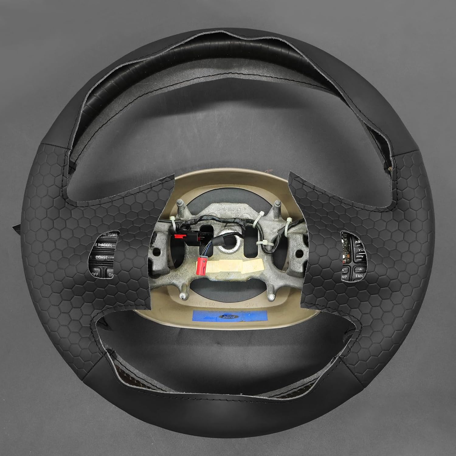 MEWANT Steering Wheel Cover Compatible with Excursion 2002-2005 F-250 F-350 F-450 F-550 2003-2007 Hive Microfiber Leather