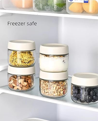 Miniatura 5 de Paquete de 2 frascos de vidrio de 10 onzas con tapas de rosca, recipiente de avena a prueba de fugas durante la noche, recipiente hermético de