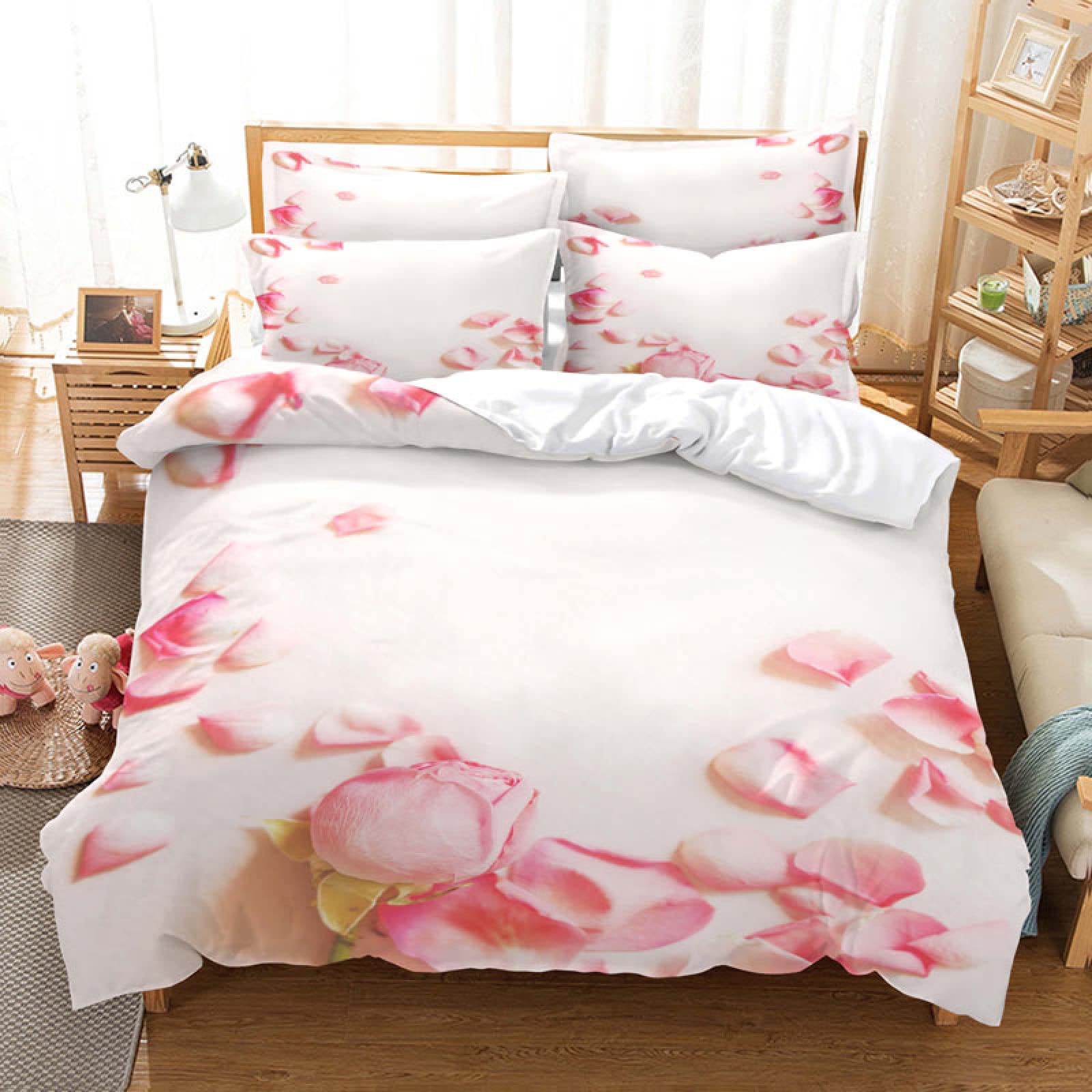 Housse de couette 160x200 de qualité supérieure 110g/㎡ microfibre rose
