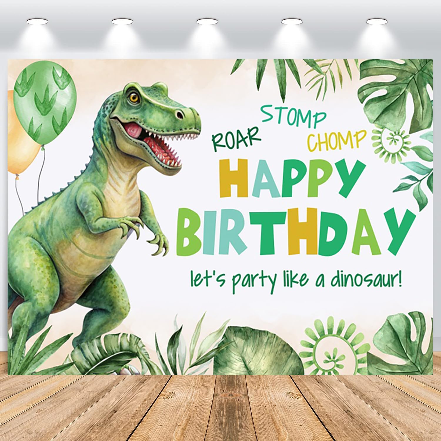 Telón de Fondo de Dinosaurio para Cumpleaños 3.6x2.5m, Dibujos Animados Selva Tropical Tyrannosaurus Rex Tema Fondo de Fotografía Niño Niña Cumpleaños Fiesta Decoración Accesorios de Estudio