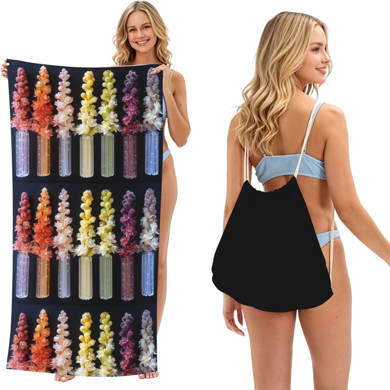 SKGOHLH y8rafyy9 2in1 Packable Beach Towel Bag Women