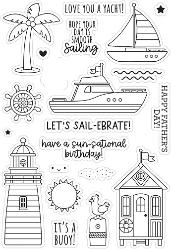 Miniatura 3 de Juego de sellos y troqueles transparentes de yate para hacer tarjetas, plantillas de corte para álbumes de recortes, álbum de fotos, papel