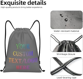 Personalised Backpack custom Drawstring Bag Add Photos/Logo/Text Sports Bag for Men and Women, Waterproof Sport Bag, Swimming Bag, ideal for the Gym and Sports