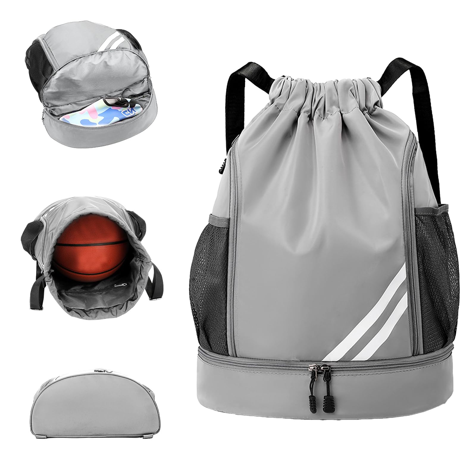 Adfuenom Turnbeutel für Jungen Damen Herren Kinder Sporttasche Sportrucksack Sportbeutel mit Kordelzug Schuhfach,Schwimmrucksack Basketball Tasche Rucksack Sport Fussballtasche Wasserdicht Gym Bag
