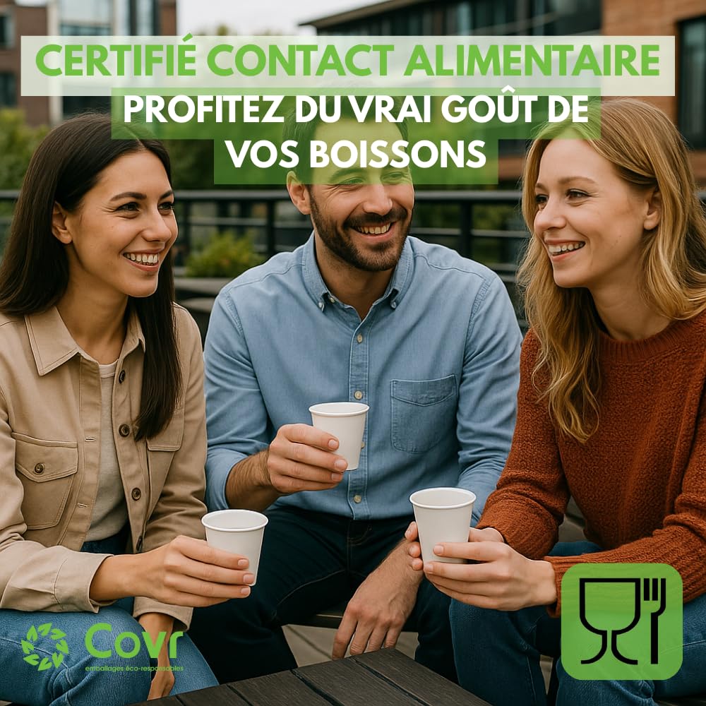 COVR 1000 bicchieri senza plastica 40 cl / 14 oz / 1000 unità, riciclabili, bevande calde e fredde, resistenti e di buona presa, resistenti