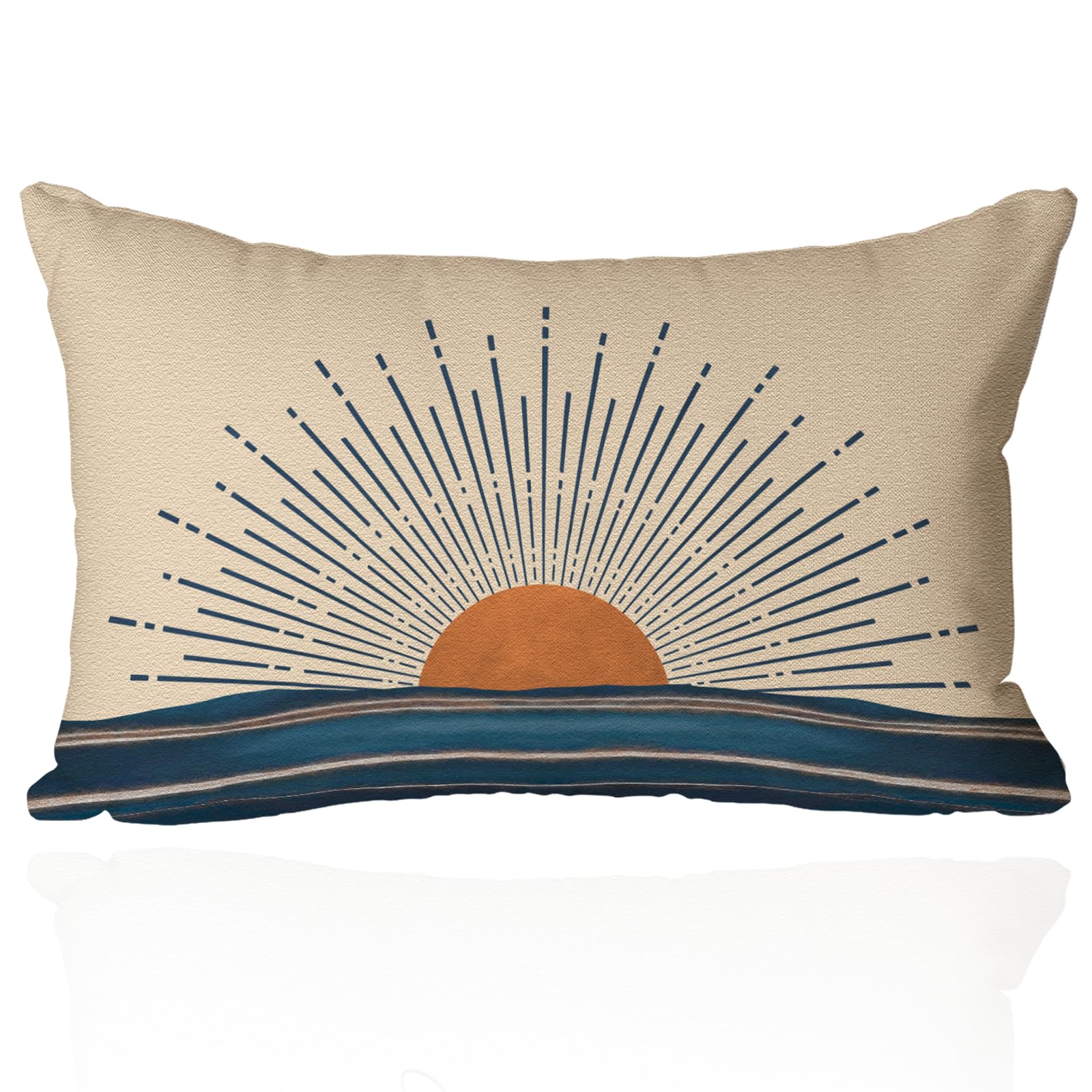 Bohemian Sunrise Sunset Pillow Covers 12x20 Inch- Horizontal Sunset Sunrise Abstract Throw Pillow Covers- Retro Chic Lumbar Cushion Case for Couch,