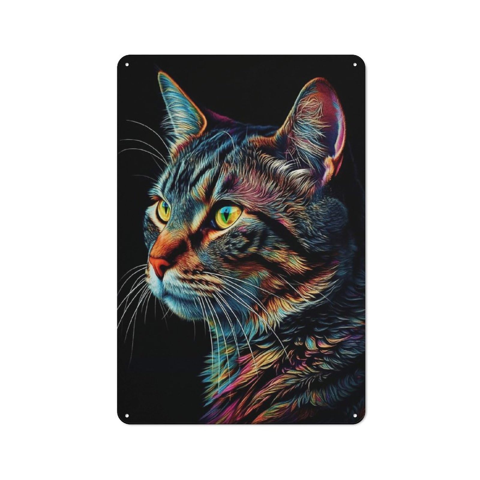 Game Room Colorful Cat Tin Wall Sign, Wall Decor for Office, Study, Game Room Or Hobby Space, 30x20cm
