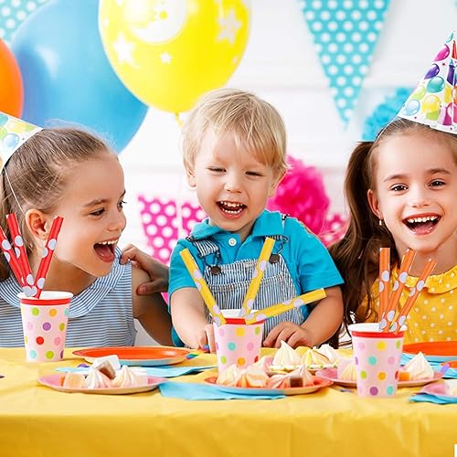 Miniatura 6 de Pajitas de papel biodegradables a rayas, popotes de papel para fiestas, eventos y manualidades, decoraciones de baby shower, 7.75 pulgadas, rayas