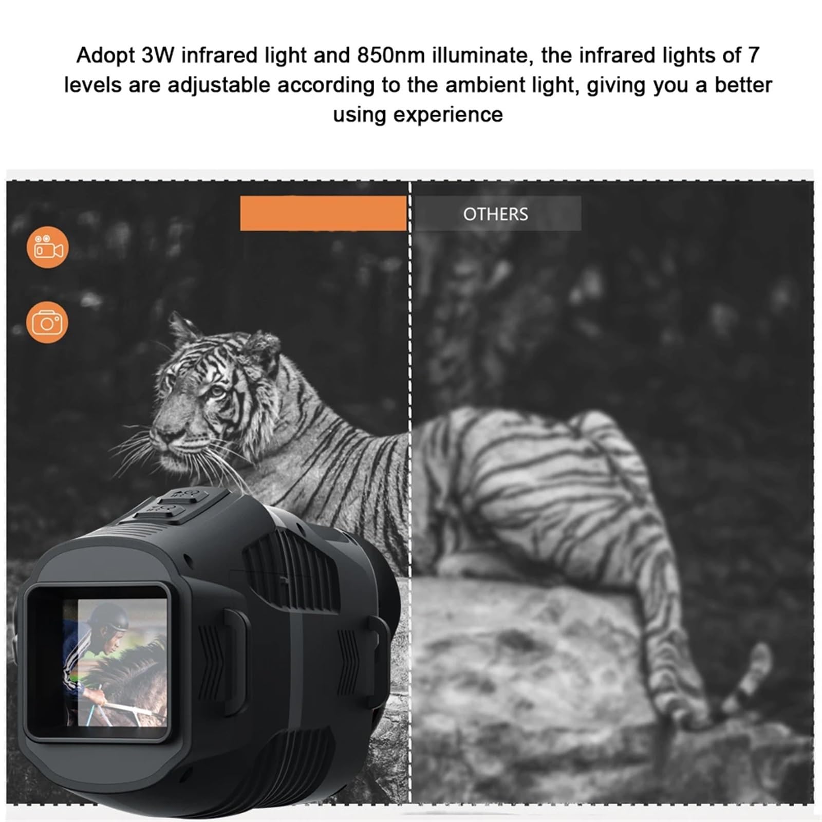 Night Vision Goggles, Przenośny monokularowy noktowizor na podczerwień 1080P 5-krotny zoom cyfrowy 300M Odległość widzenia w pełnej ciemności podczas polowania na świeżym powietrzu