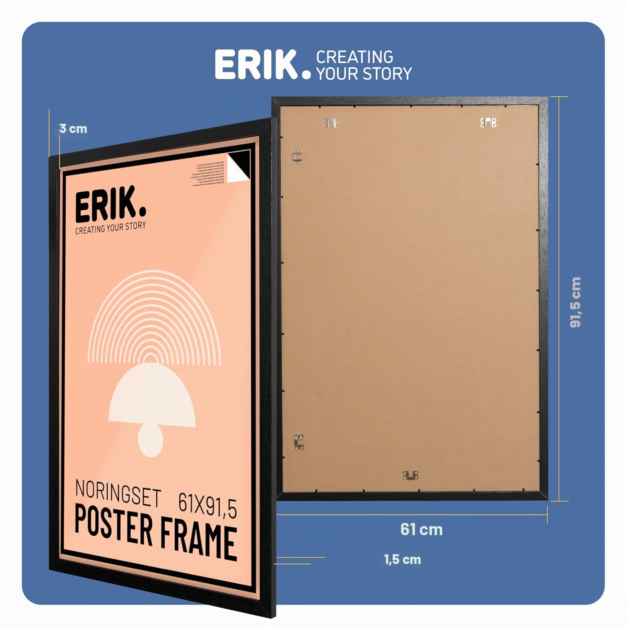 Grupo Erik Cadre 91,5 x 61 cm pour Poster en MDF | Decoration Murale Bois ou Cadre pour Puzzle