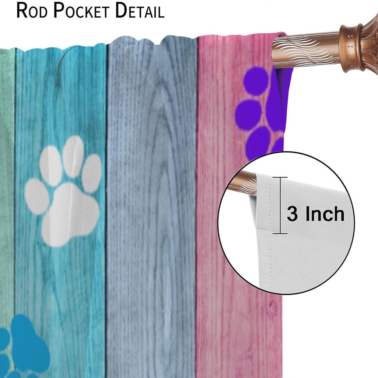Cute Dog Curtain Kids Funny Animal Colorful Wood Plank Kids Country Lovely Farmhouse Pet Pattern Printed Curtains for Kids Bedroom and Living Room Blackout Curtains W42 * L63 Inches, Style-7