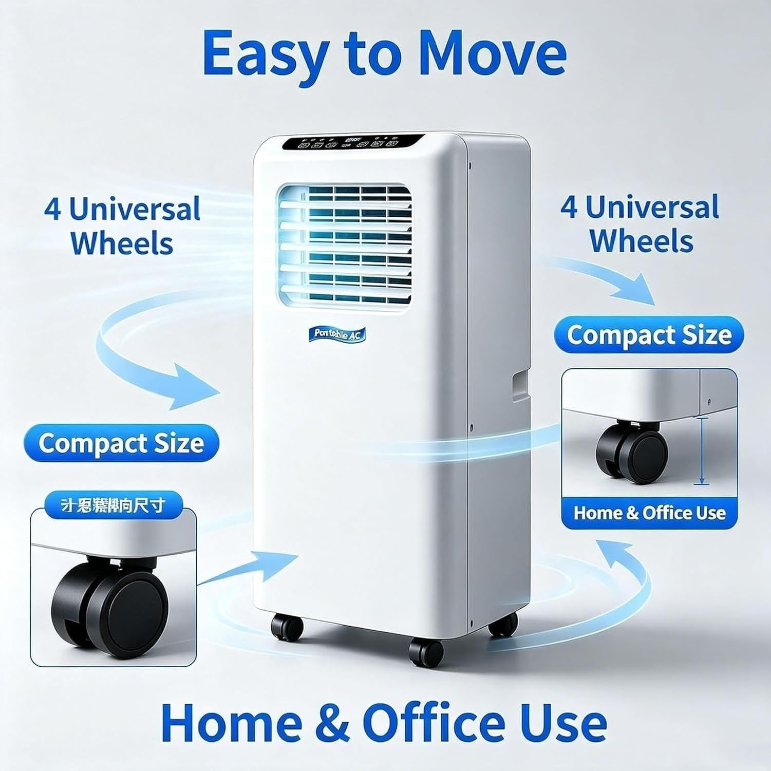 Aire Acondicionado Portátil 14000 BTU 2 en 1 Frio y Calor, Unidad AC Freestanding con Ruedas, Compacto Sin Instalacion para Salon, Dormitorio y Oficina. No Conf, 5000 Btu, 5000 BTU