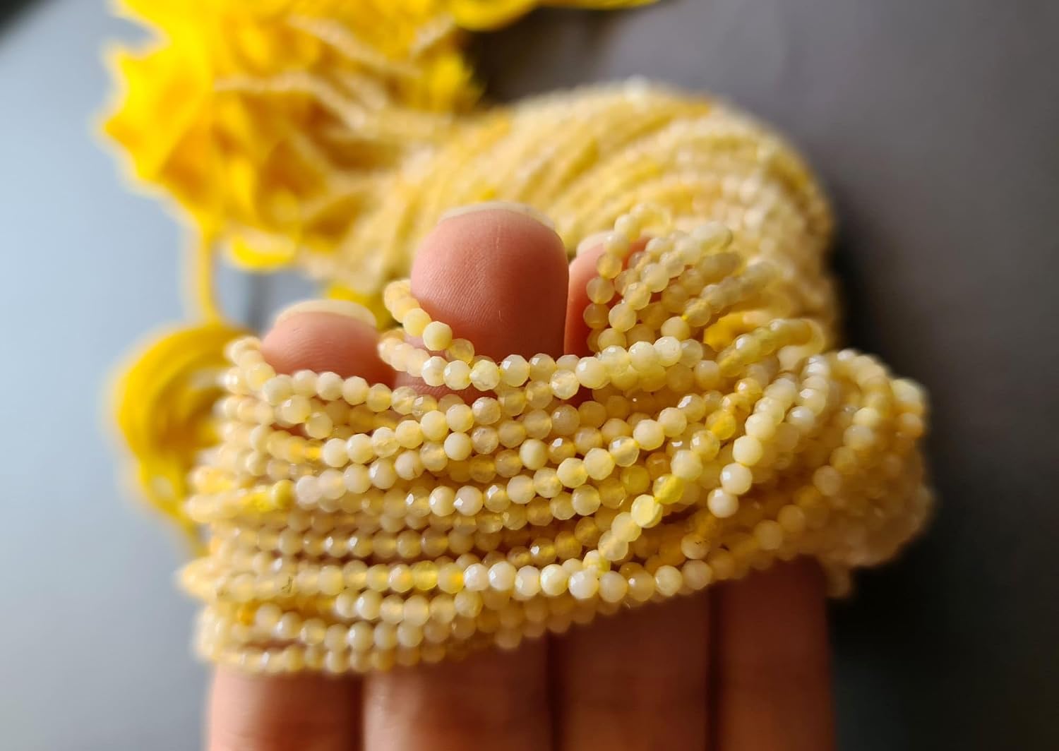 Women's 2.5 mm Yellow Opal Faceted Rondelles Natural Yellow Opal Beads For Necklace Yellow Opal Jewelry (1STR - 5STR Options)