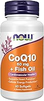 Vista 1 de NOW Suplementos, CoQ10 60 mg con aceite de pescado Omega 3, Salud cardiovascular*, 60 cápsulas blandas