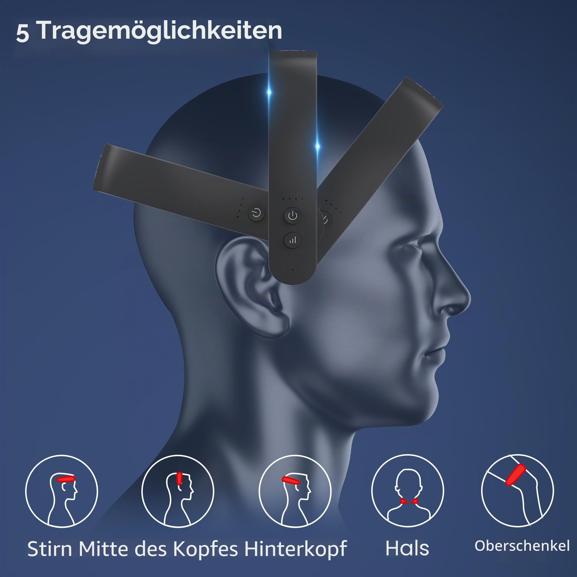 H2 Kopfhautmassagegerät mit Vibration Laser Therapie Ultraleicht und Tragbar Lindert Kopfschmerzen verbessert das Haarwachstum Blau