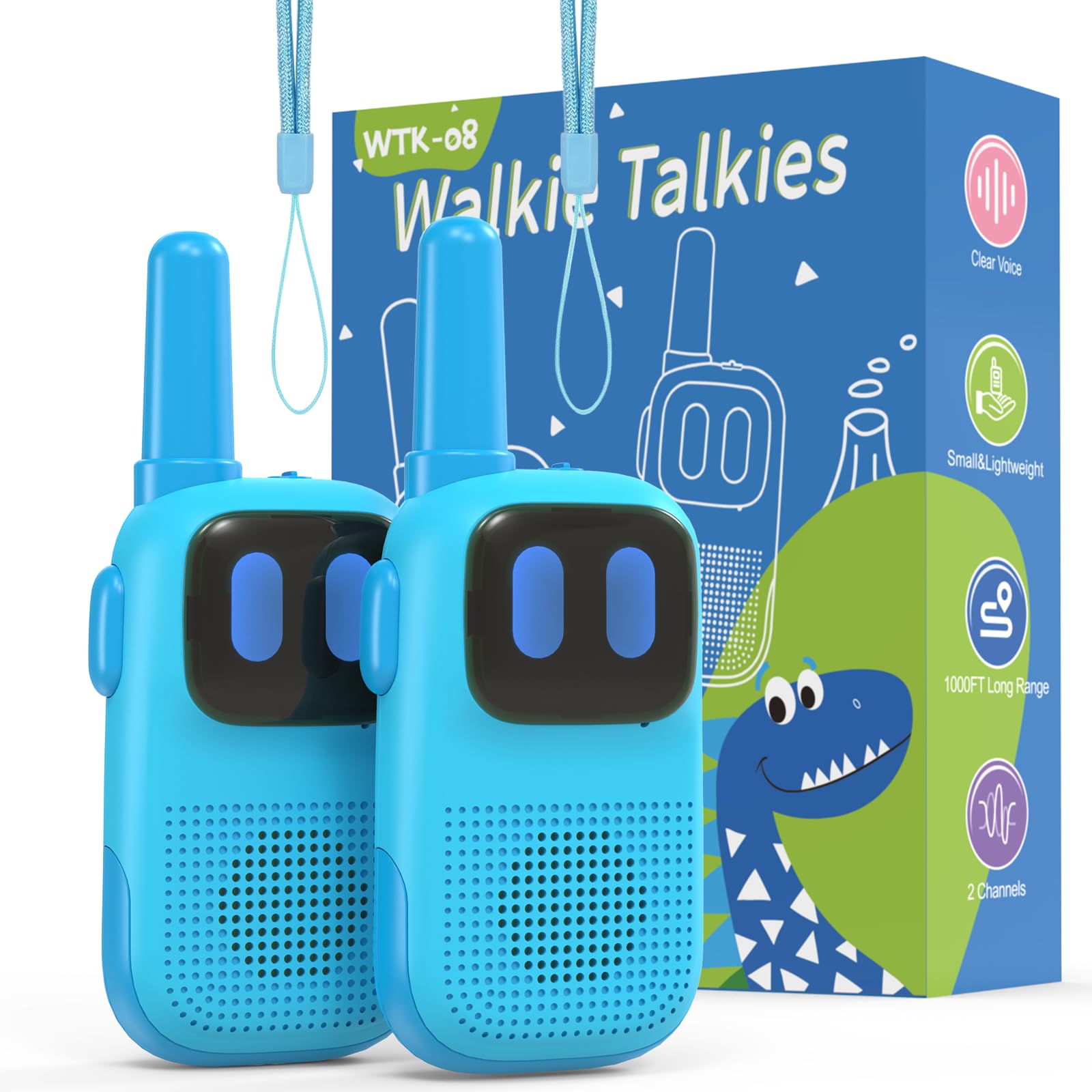 Walkie Talkie für Kinder, Kearui Funkgeräte Kinder woki toki Leichtgewichtig 2 Kanäle 1000ft Lange Distanz