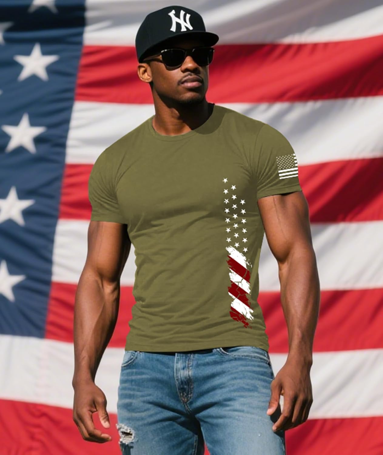 KESIHAN American Flag Shirt Men's Freedom Shirt Patriots Punisher Shirt Mens Graphic True Classic Tees - Image 4