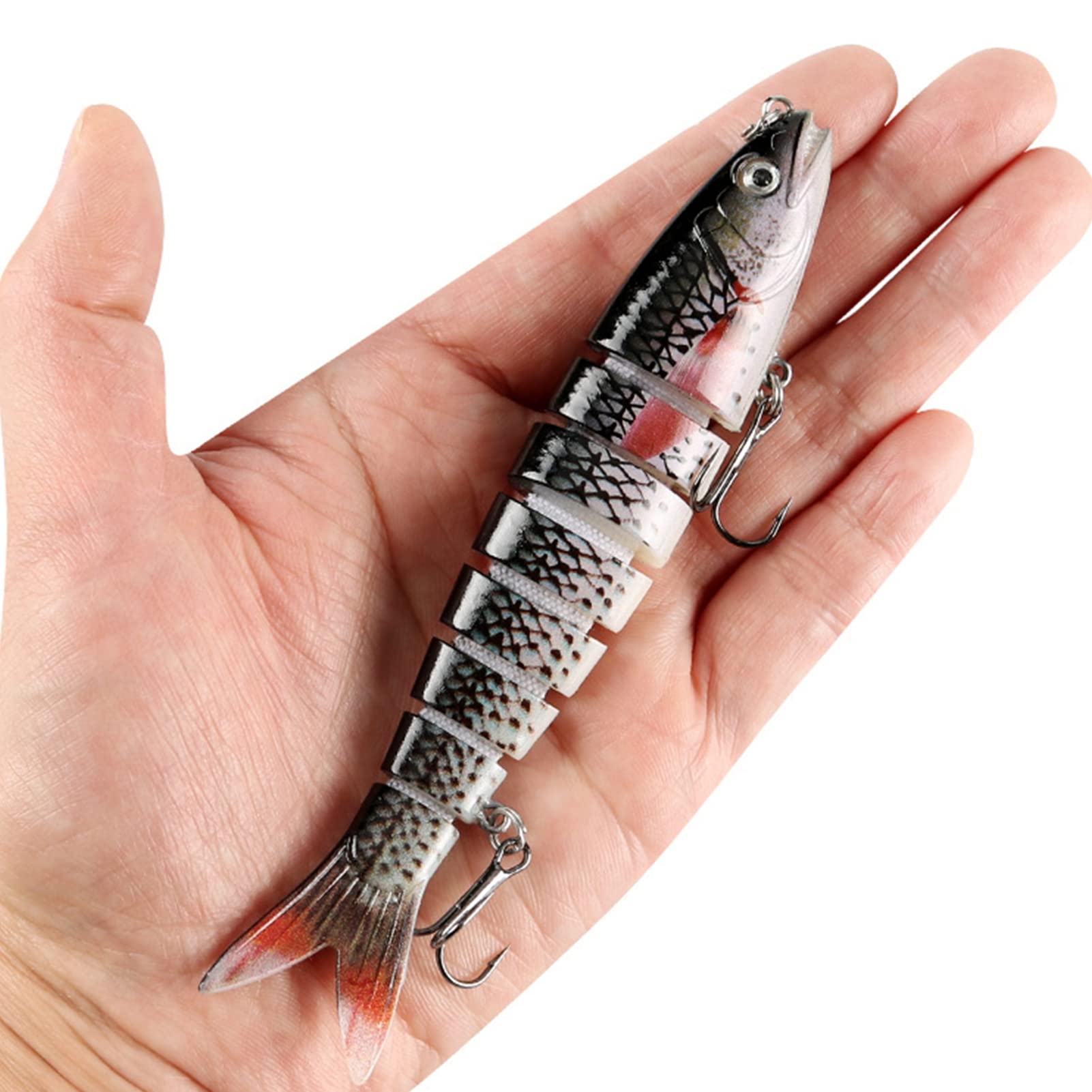 Gros Leurre De Pêche Articulé 13 Cm - Poisson Nageur Coulant Pour Brochet - Multicolore, Eau Douce