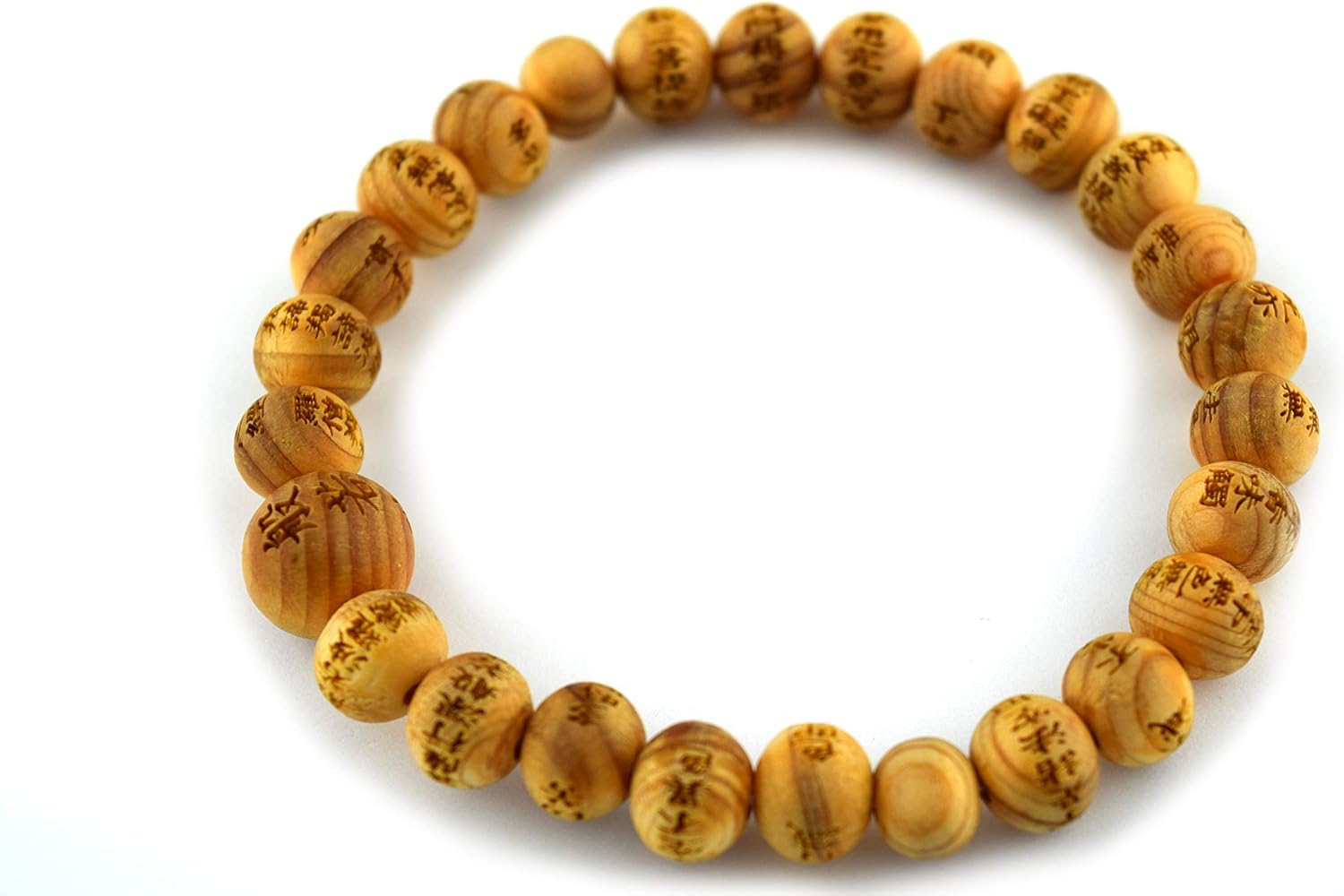 京都あさひ屋 Japan Kisohinoki Aroma Wood Beads Bracelet Rosary Juzu Heart Sutra Handmade for Unisex Stretch Elastic Wood bracelet for Men&Women Gift for Unisex