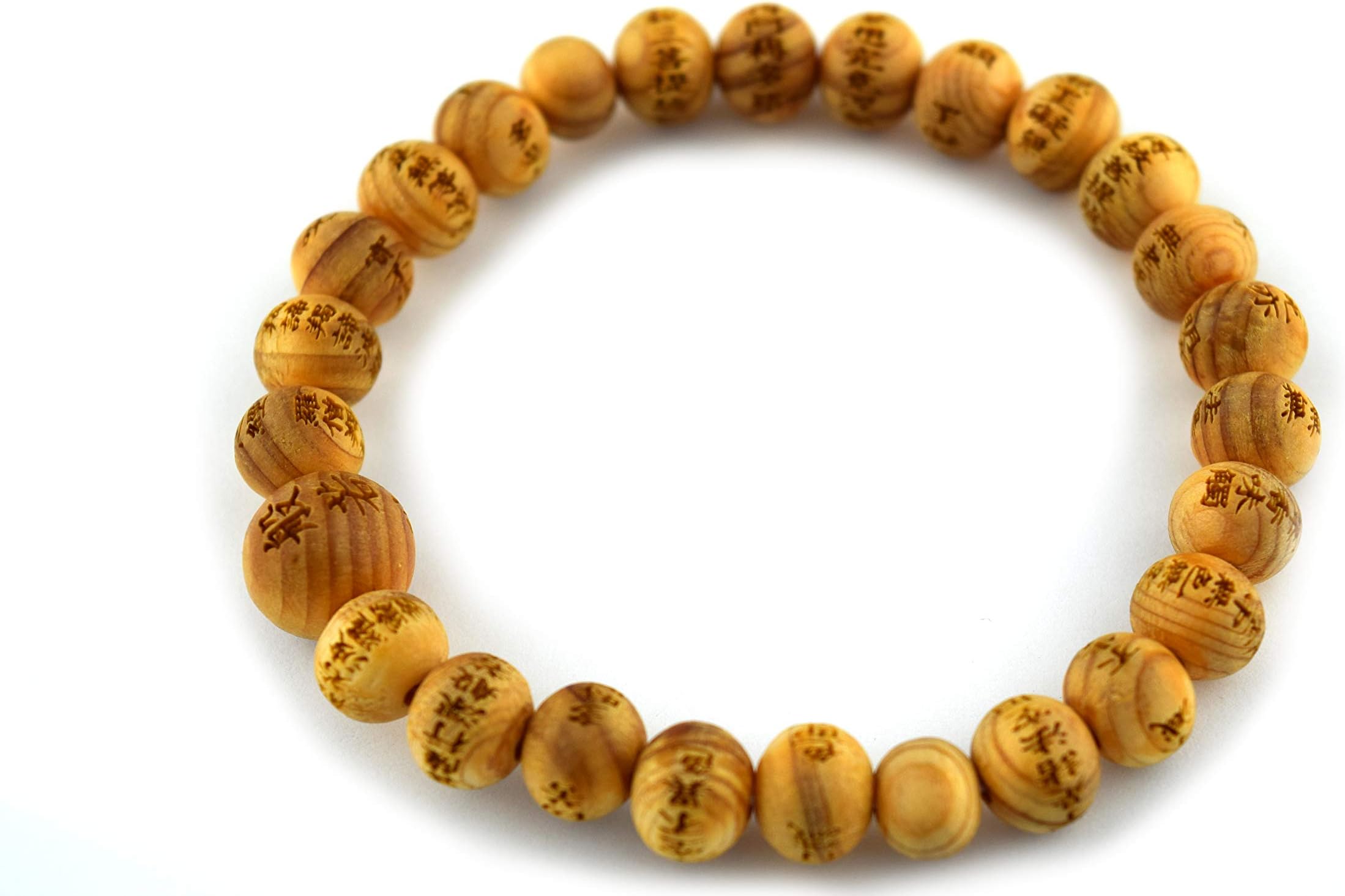 Japan Kisohinoki Aroma Wood Beads Bracelet Rosary Juzu Heart Sutra Handmade for Unisex Stretch Elastic Wood bracelet for Men&Women Gift for Unisex