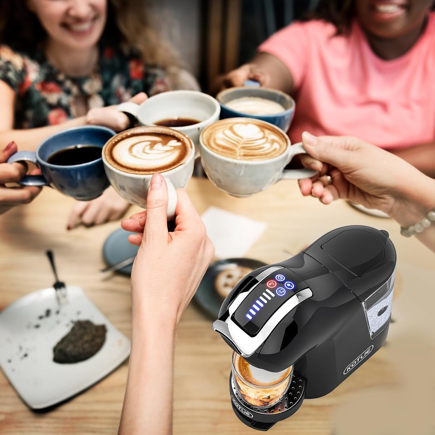 Machine à Café Multi-Capsules 5-en-1 308A, Expresso, Lungo et Café Glacé | Compatible: capsules NES, DG, MIO, café moulu & dosettes ESE 44mm. 4 températures et 7 niveaux d'eau, Noir