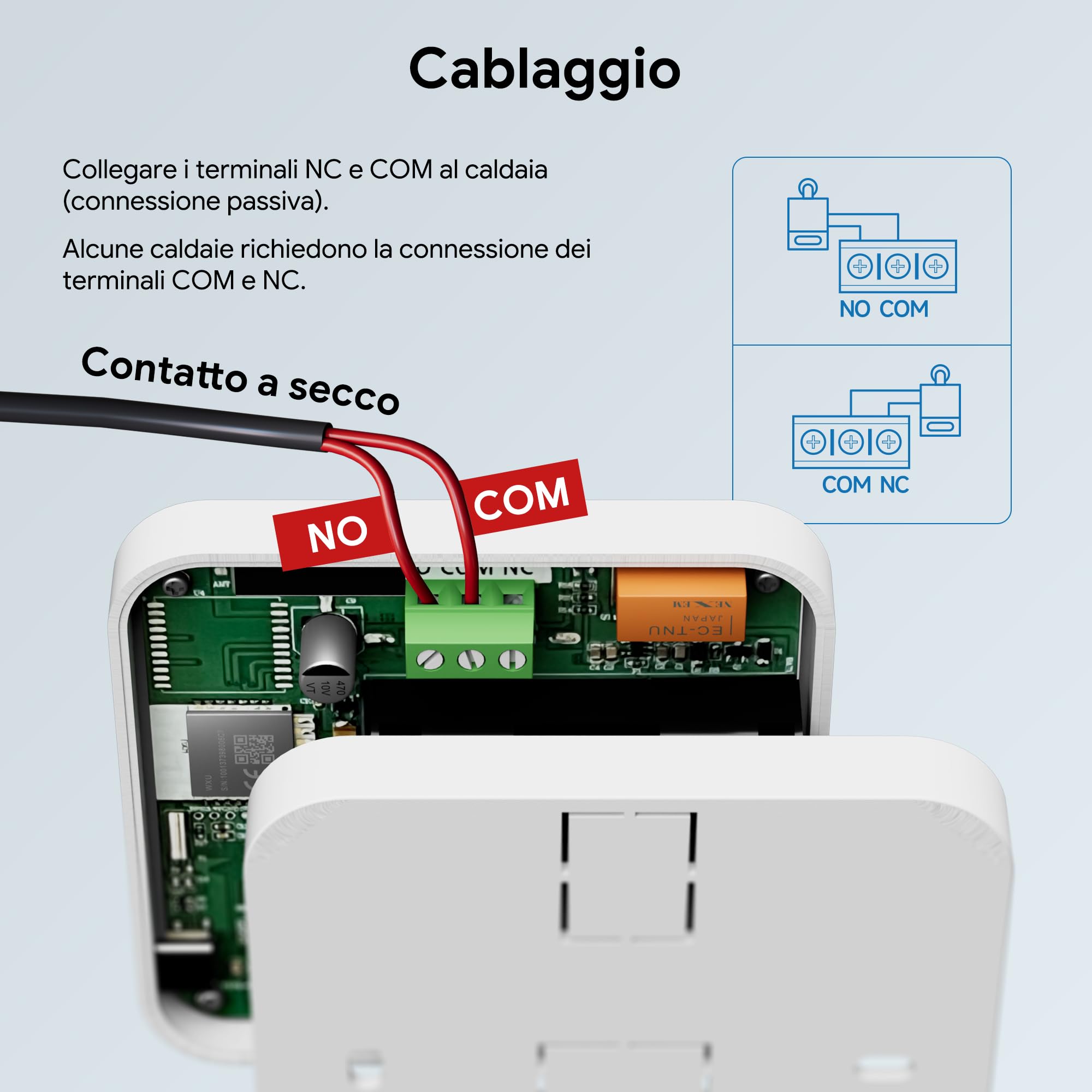 Termostato Wifi A Batteria, Termostato Caldaia Smart 2 Fili Cronotermostato Digitale Per Caldaia A Gas, Tuya Thermostat Ambiente Unterstützung Für Google Assistant Und Alexa Bianco