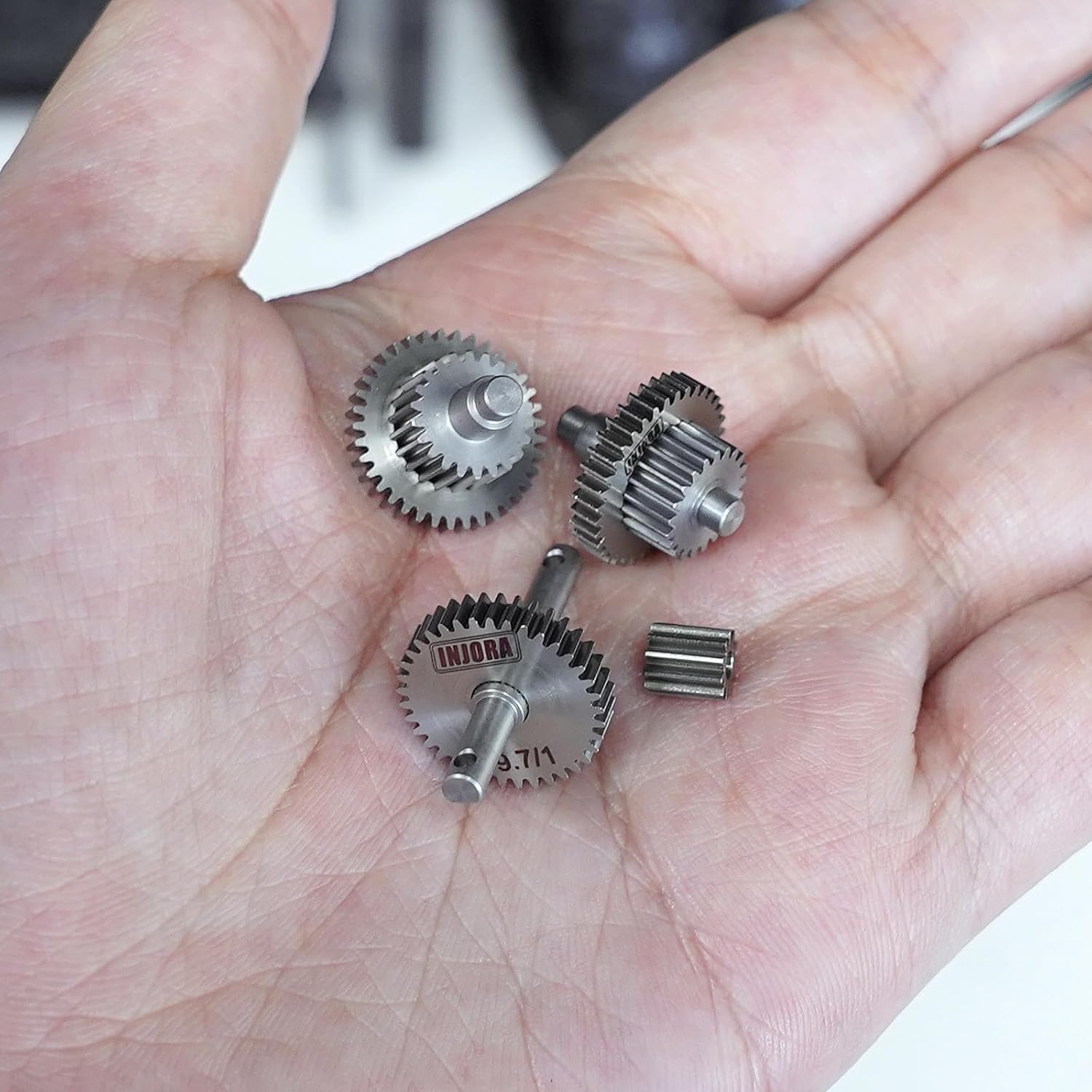 INJORA 15g Stainless Steel 9.7:1 Overdrive Transmission Gear Pinion Set for TRX4M Upgrade 1/18 RC Crawler Car