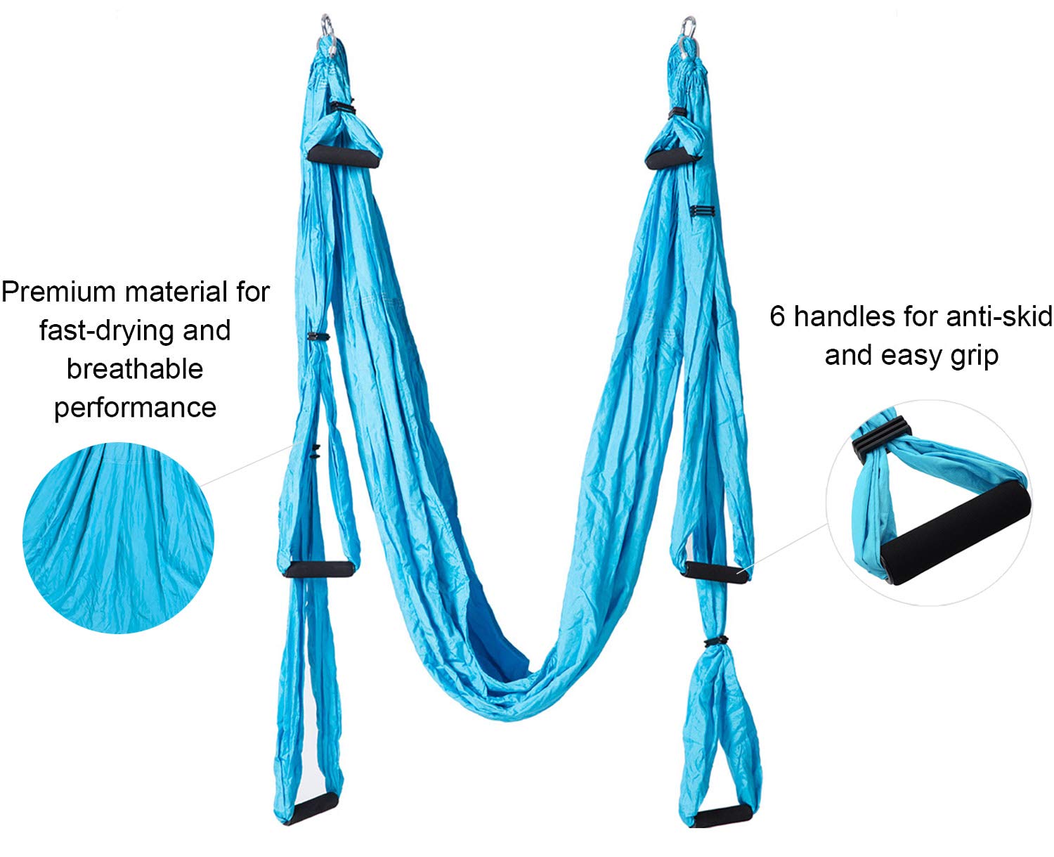 Hamac De Yoga Aérien 150x280 Cm - Pour Yoga Anti-gravité, Balançoire Relaxante, Capacité 200 Kg, Avec Ferrures En Inox, Vert - 5