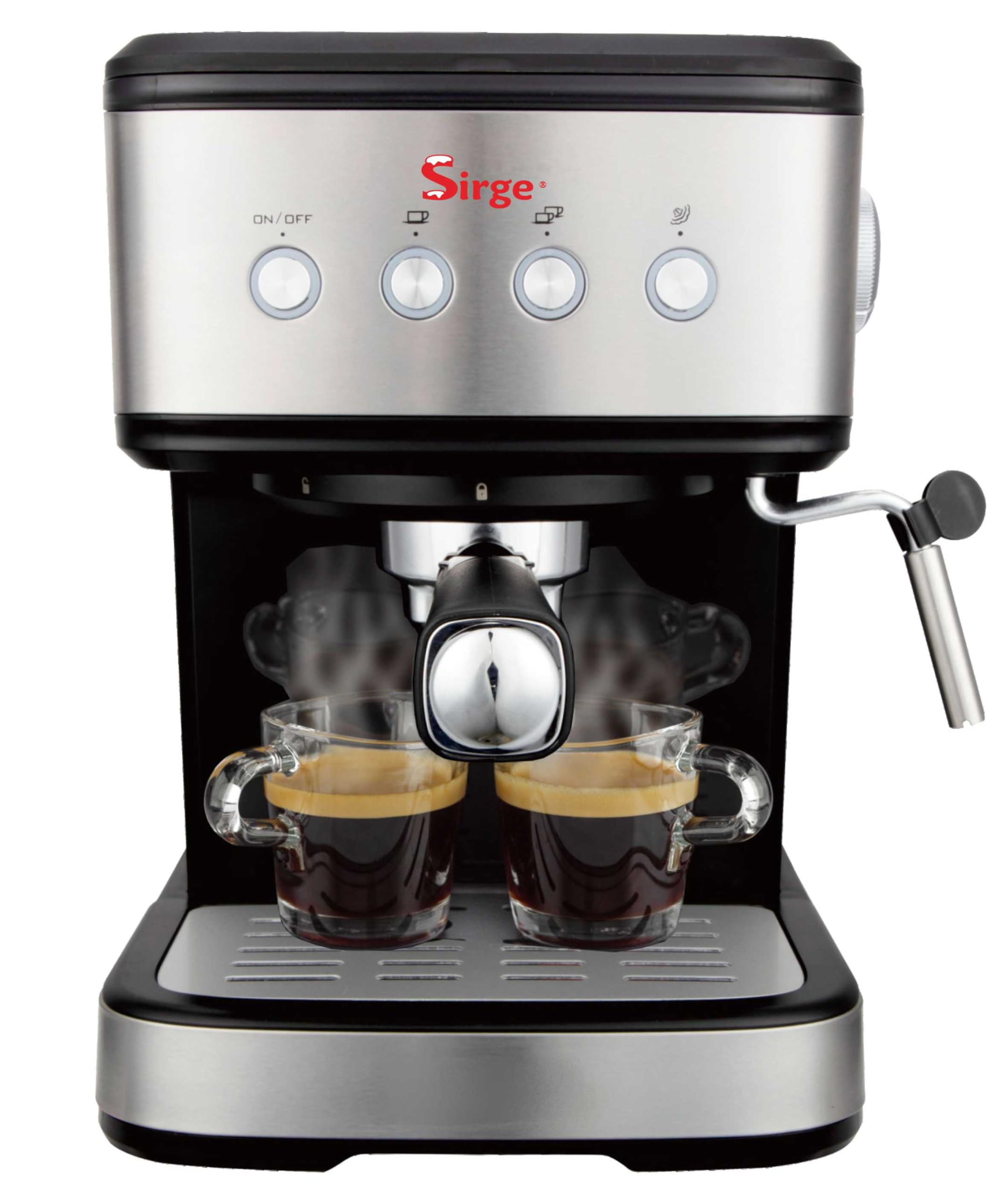 Sirge LUSSY Macchina per Caffè Espresso, Cappuccino e BEVANDE CALDE utilizza caffè in polvere e/o Cialde Potenza 1100 Watt. POMPA ITALIANA da 15bar con 3 filtri in dotazione