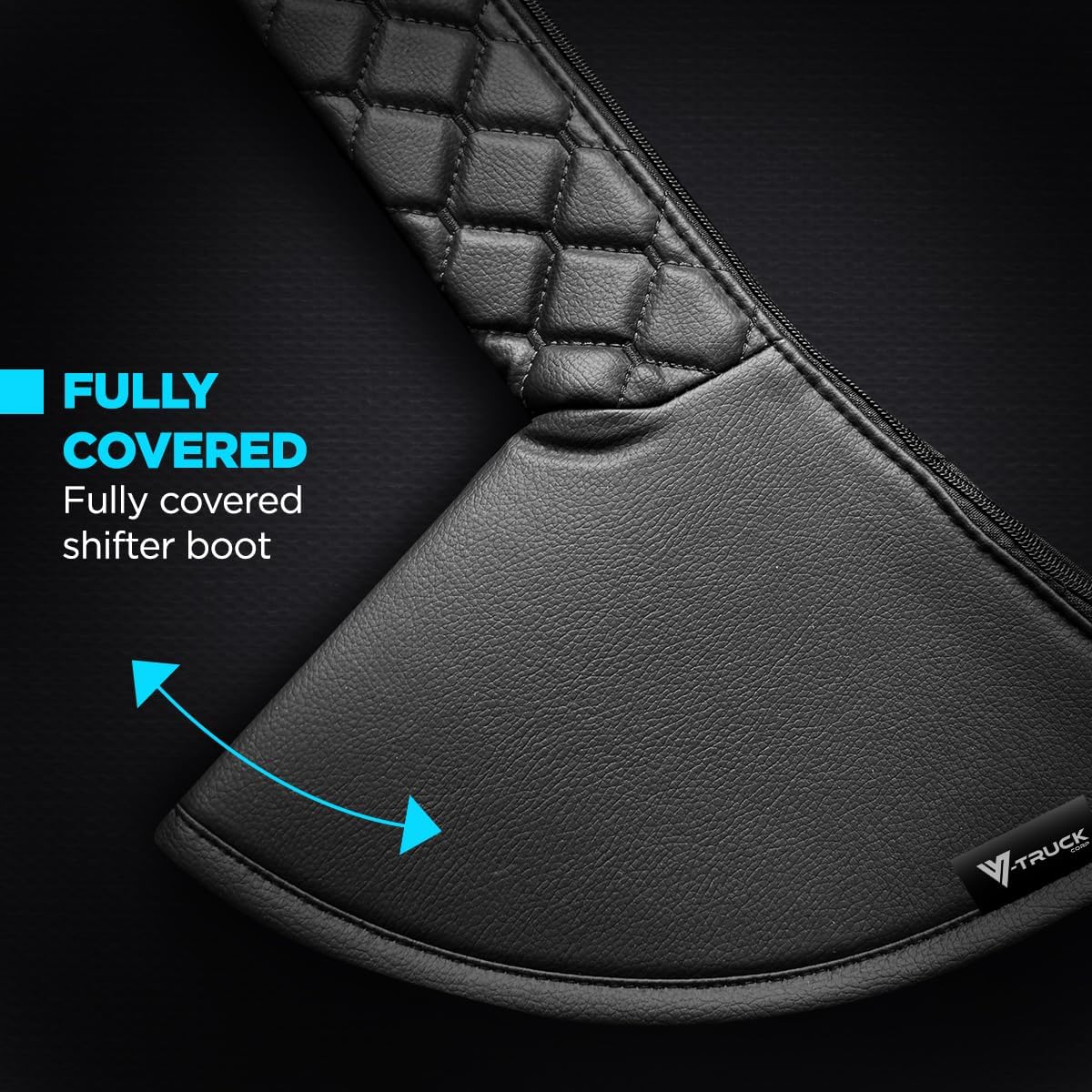 17-Inch Shifter Boot Cover for Semi Trucks – Black Faux Leather Gear Shift Boot with Black Stitching, Universal Heavy-Duty Replacement for Manual Transmission Truck Interiors (Black/Black)