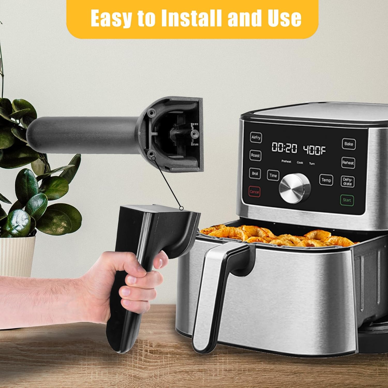 Air Fryer Handle for Instants Vortex Plus 6QT Air Fryers, Upgraded Air Fryer Handle for Instants Vortex Plus 5.7QT/Instants 6QT Air Fryer, Ergonomic Design, Dishwasher Safe