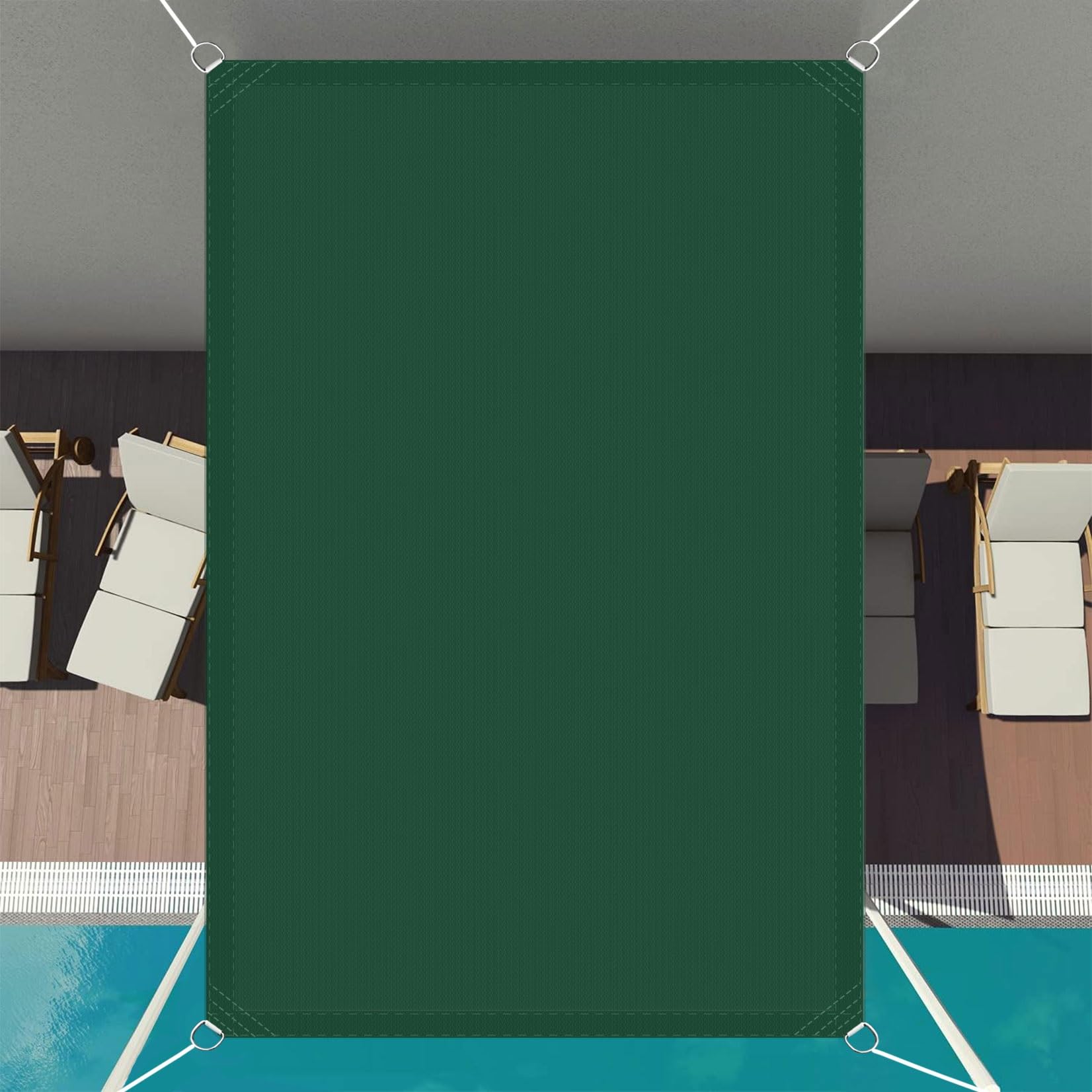 Toldo Vela de Sombra Cuadrado 9 x 9.5 m Rectangular Toldo Parasol Lona Poliéster con Cuerdas de Fijación para Exteriores Terraza Balcon Patio Jardín, Verde Oscuro