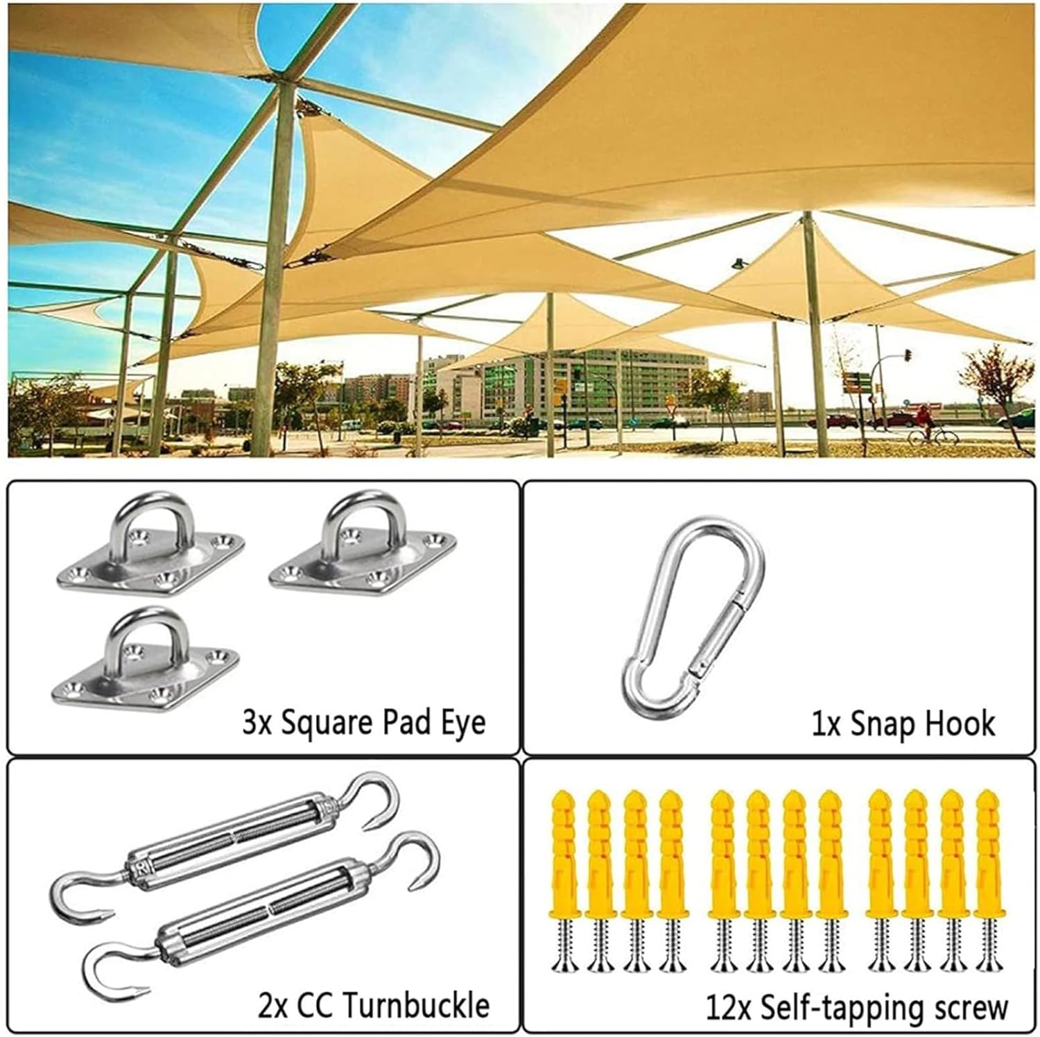 3x4x5M Right Angle Triangle Shade Sail with Hardware Kit Waterproof Oxford Sun Canopy for Patio Garden Pool (Dark Green)
