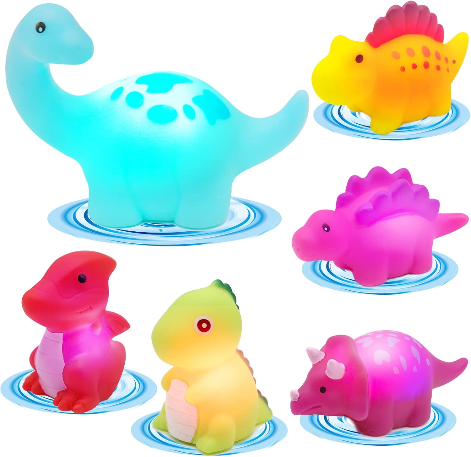 LightUp Dinosaur Bath Toys 6 Pack Baby Bath Toys Baby Bathtub Shower