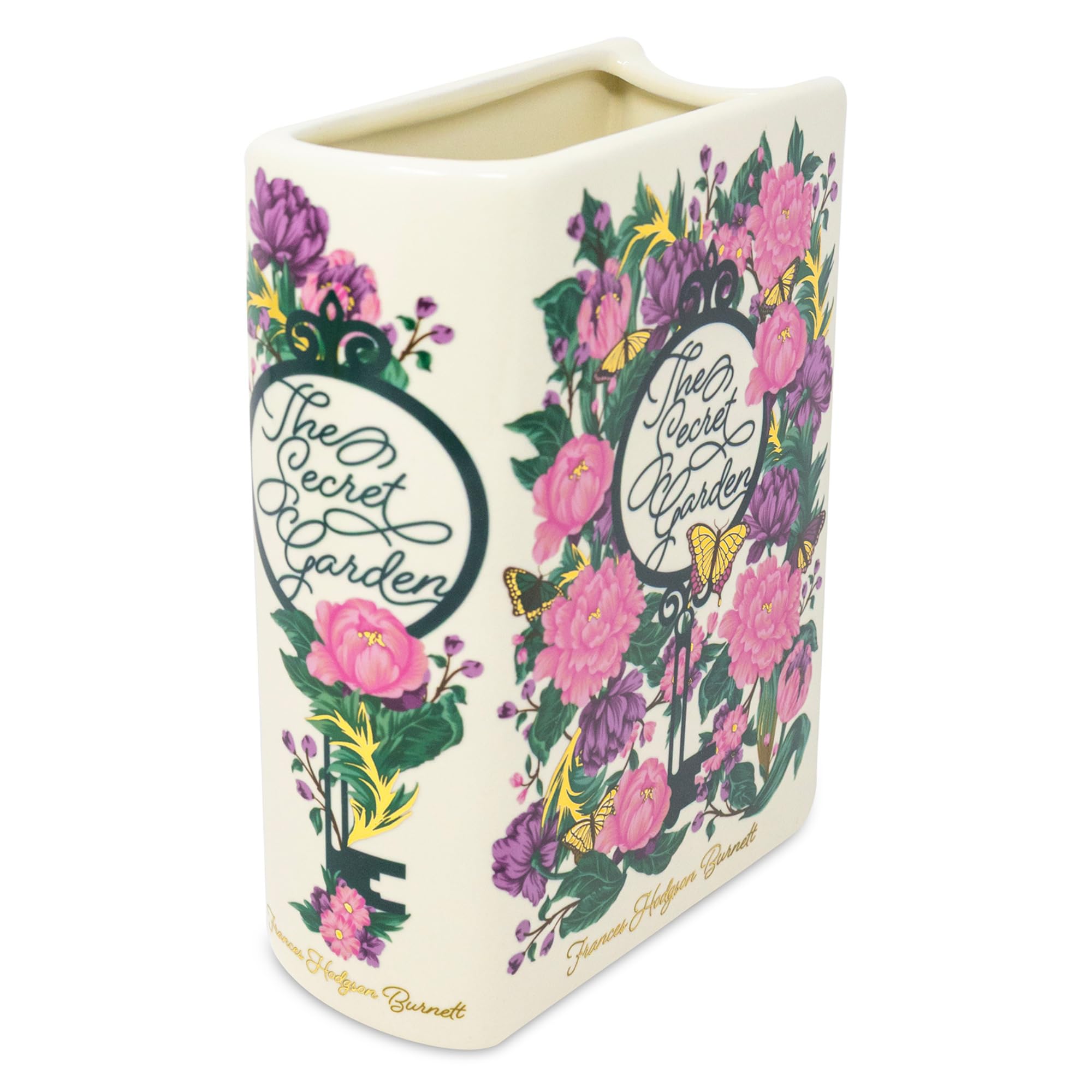 Steel Mill & Co Original Large Book-Shaped Decorative Vase, Ceramic Vases for Home Decor, Cute Bookshelf Decor, Unique Vase for Book Lovers (The Secret Garden - Collector's Edition)