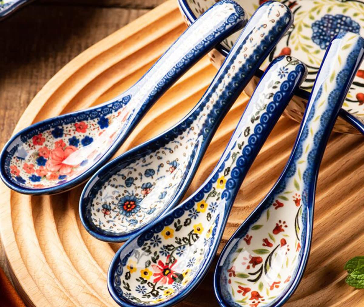 Cuillères à soupe en céramique de qualité supérieure : lot de 10 pièces émaillées