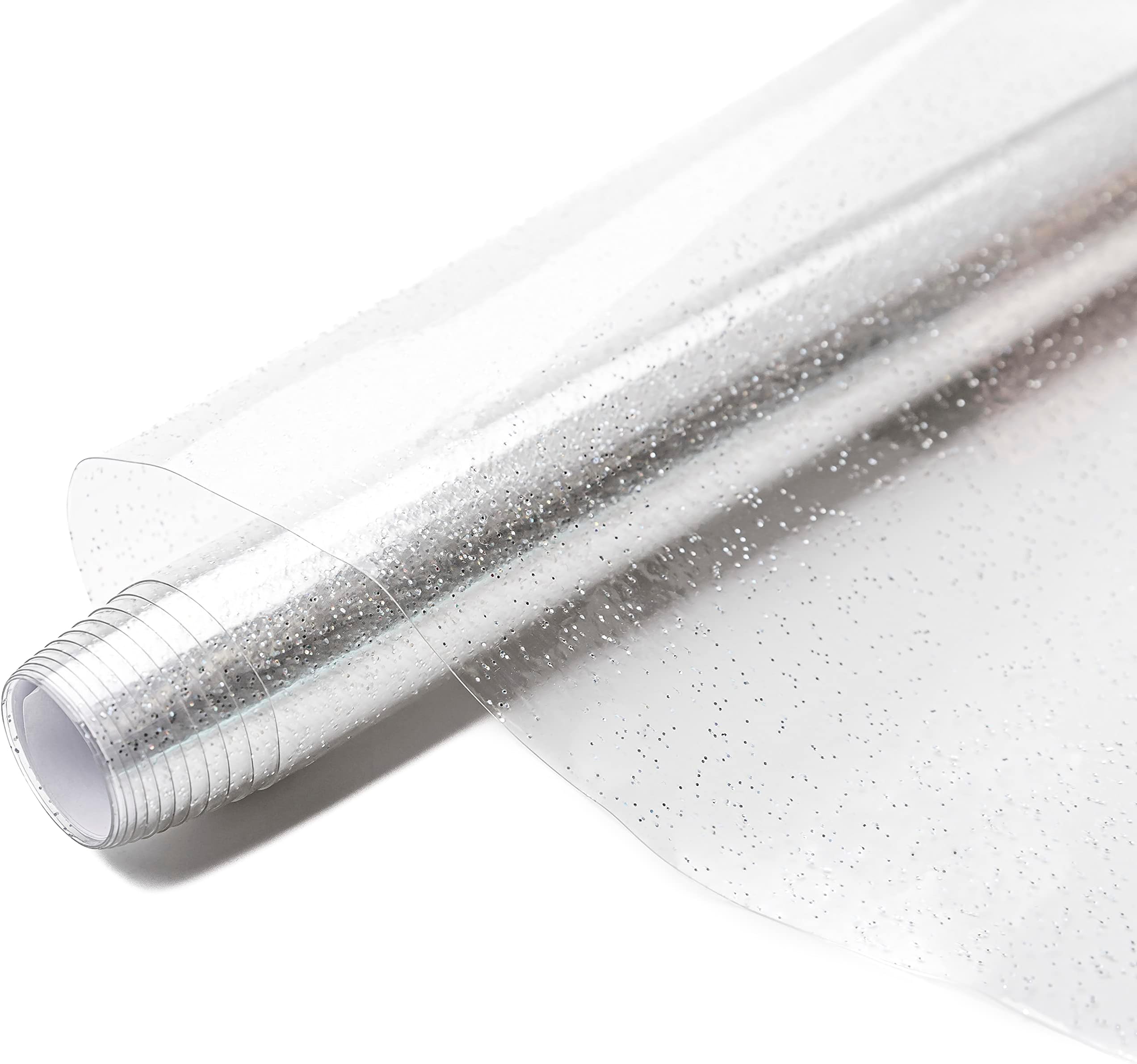 Missouri Star Glitter Vinyl Roll 16” x 54” - Sewable Plastic Fabric for Making Tote Bags, Purses, and Craft Projects - Clear Glitter PVC Vinyl