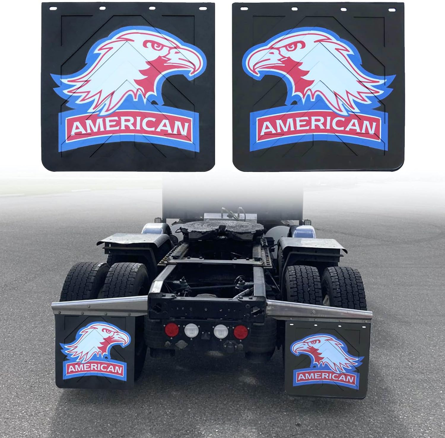 24 x 24Inch Mud Flaps for Semi Trucks American Eagle PVC Polymer Tractor Trailer Heavy Duty Rubber Mudflaps Splash Guard, 2PCS