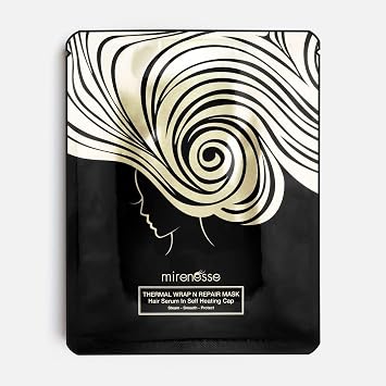 Mirenesse Instant Hair Treatment Mask - Thermal Wrap & Repair Hair Sheet Mask -Super Hydrating, Hair Growth Serum, Deep Conditioner for Dry Colored Hair, Organic Coconut & Argan Oil, 1.4oz 1 Pack