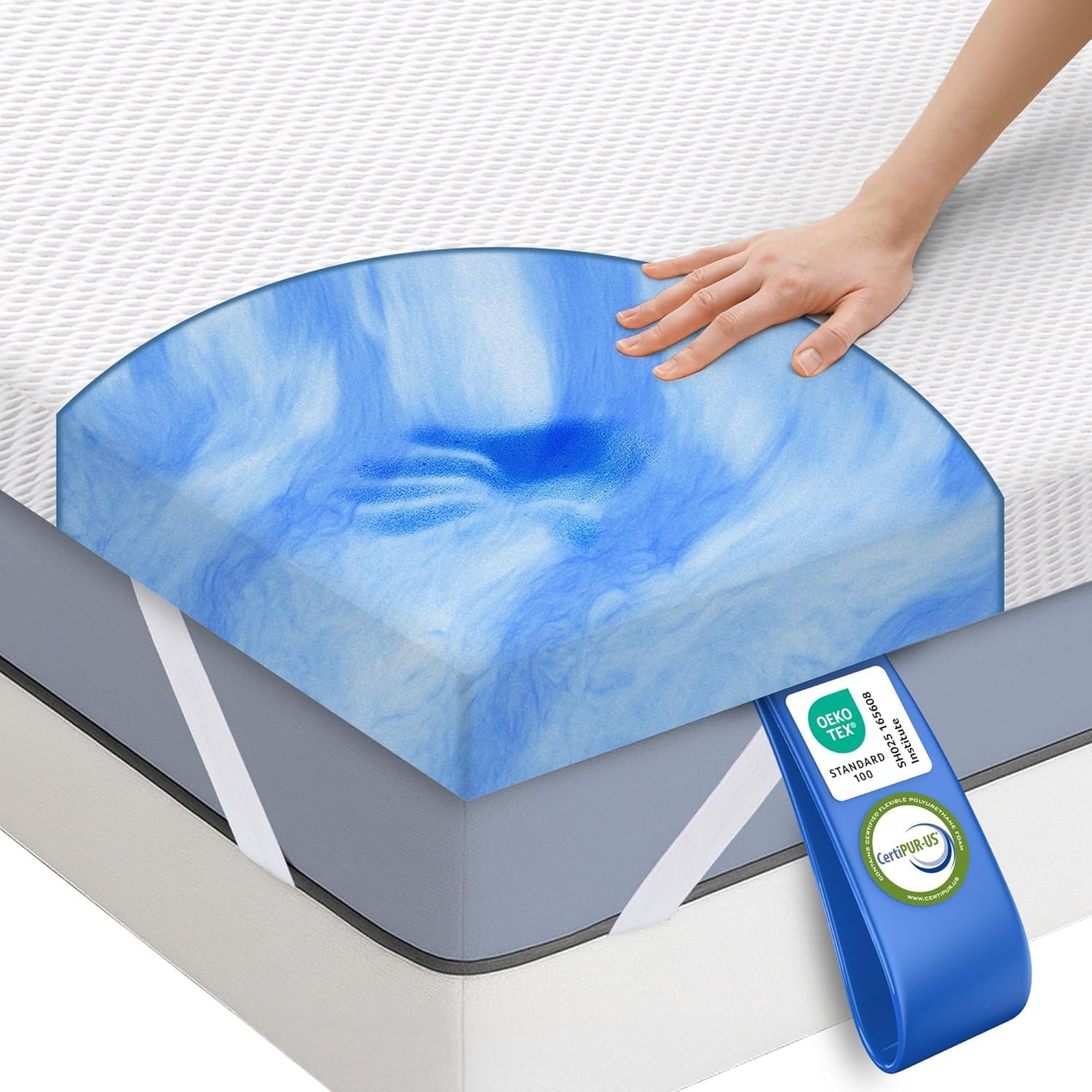 MKS Dream Comfort Surmatelas en Mousse à Mémoire de Forme 90x200 cm - 5 cm, Surmatelas Climatisé et Thermorégulateur H3, Housse Respirante au Confort