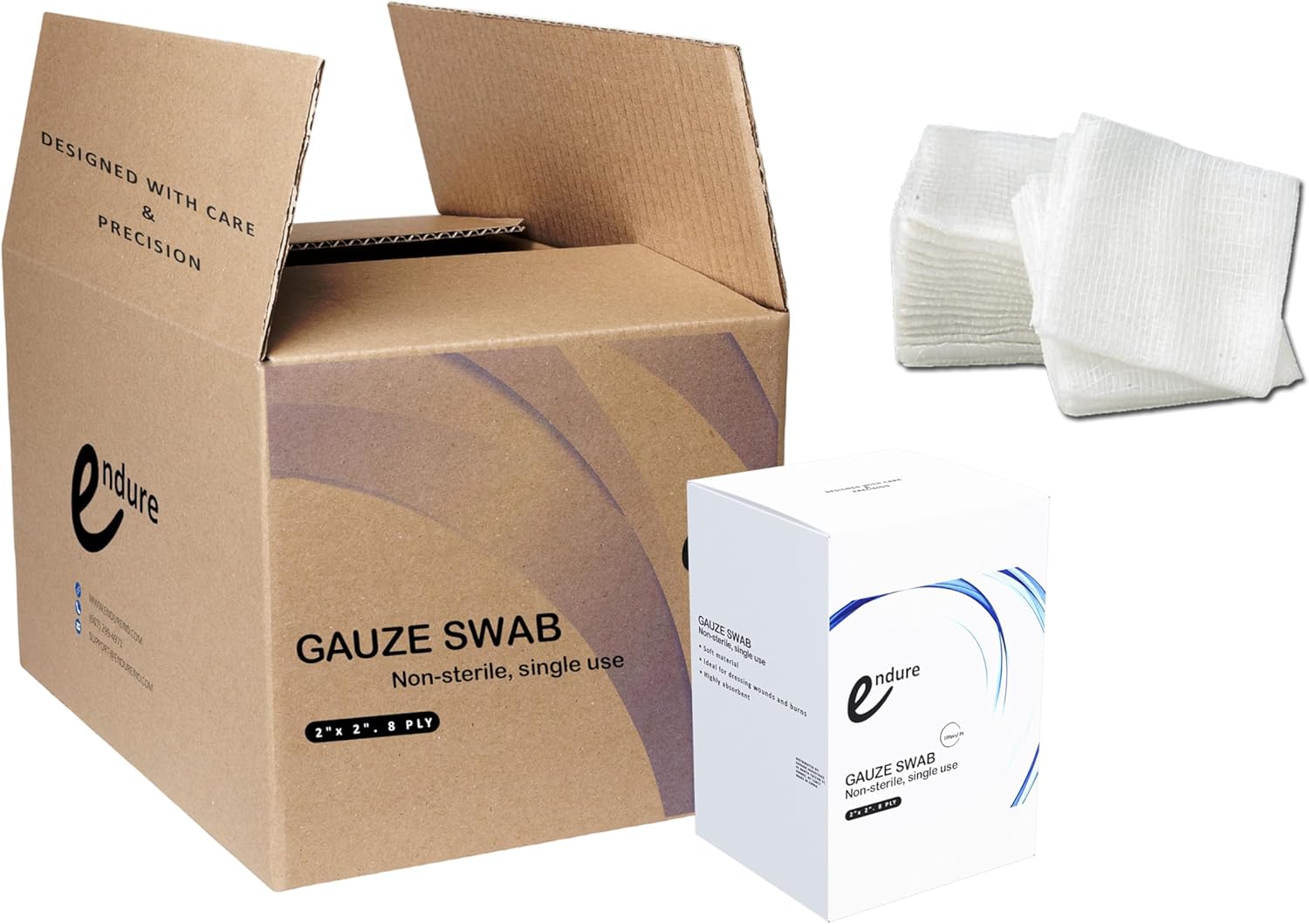 Case of 10000-2" x 2" Non-Sterile Gauze Swab Standard, Folded Edge (100)