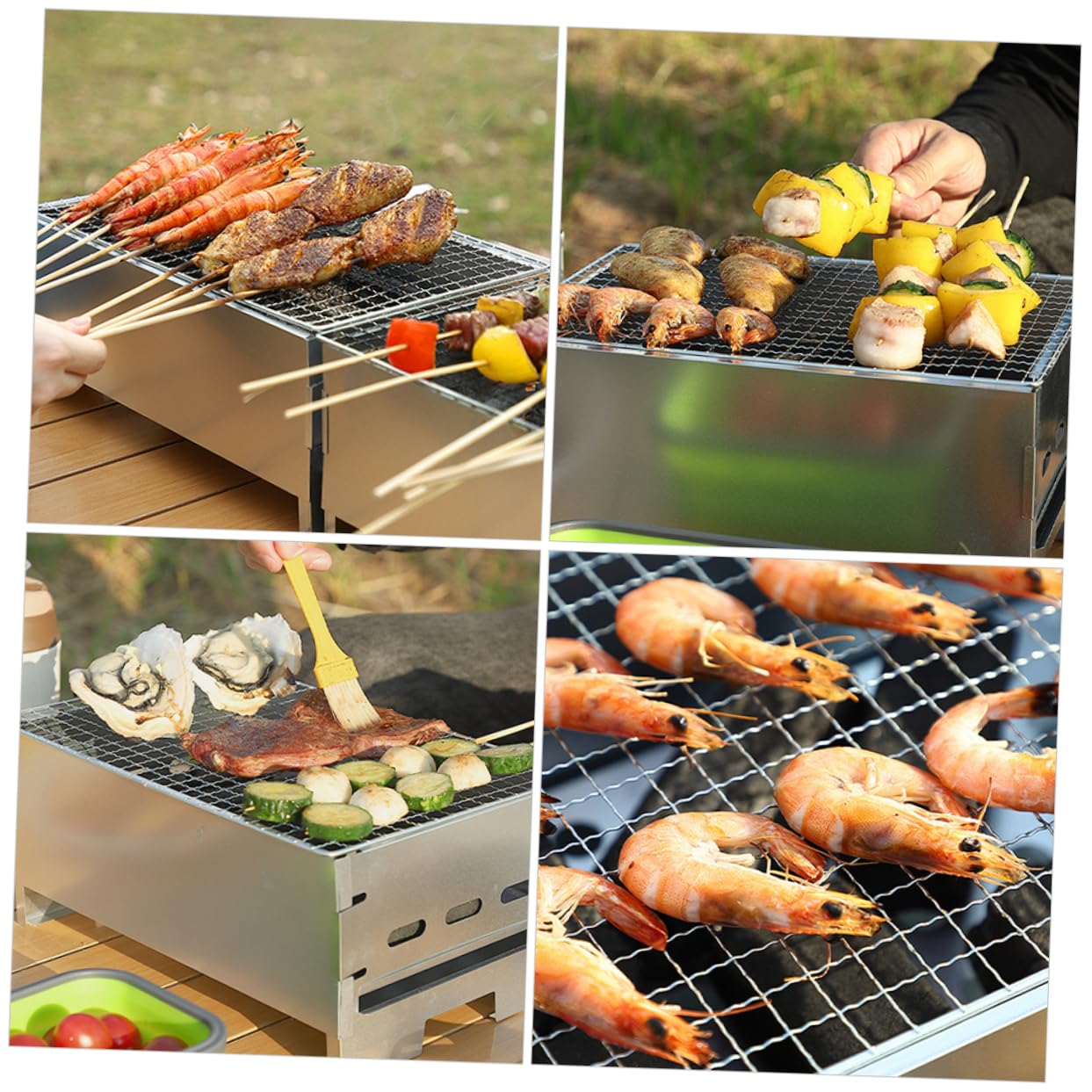 Tragbarer Holzkohlegrill aus Eisen nicht Verformbar und Leicht zu Verstauen für Camping und Outdoor Grillabende Kompakter Kleiner Grill
