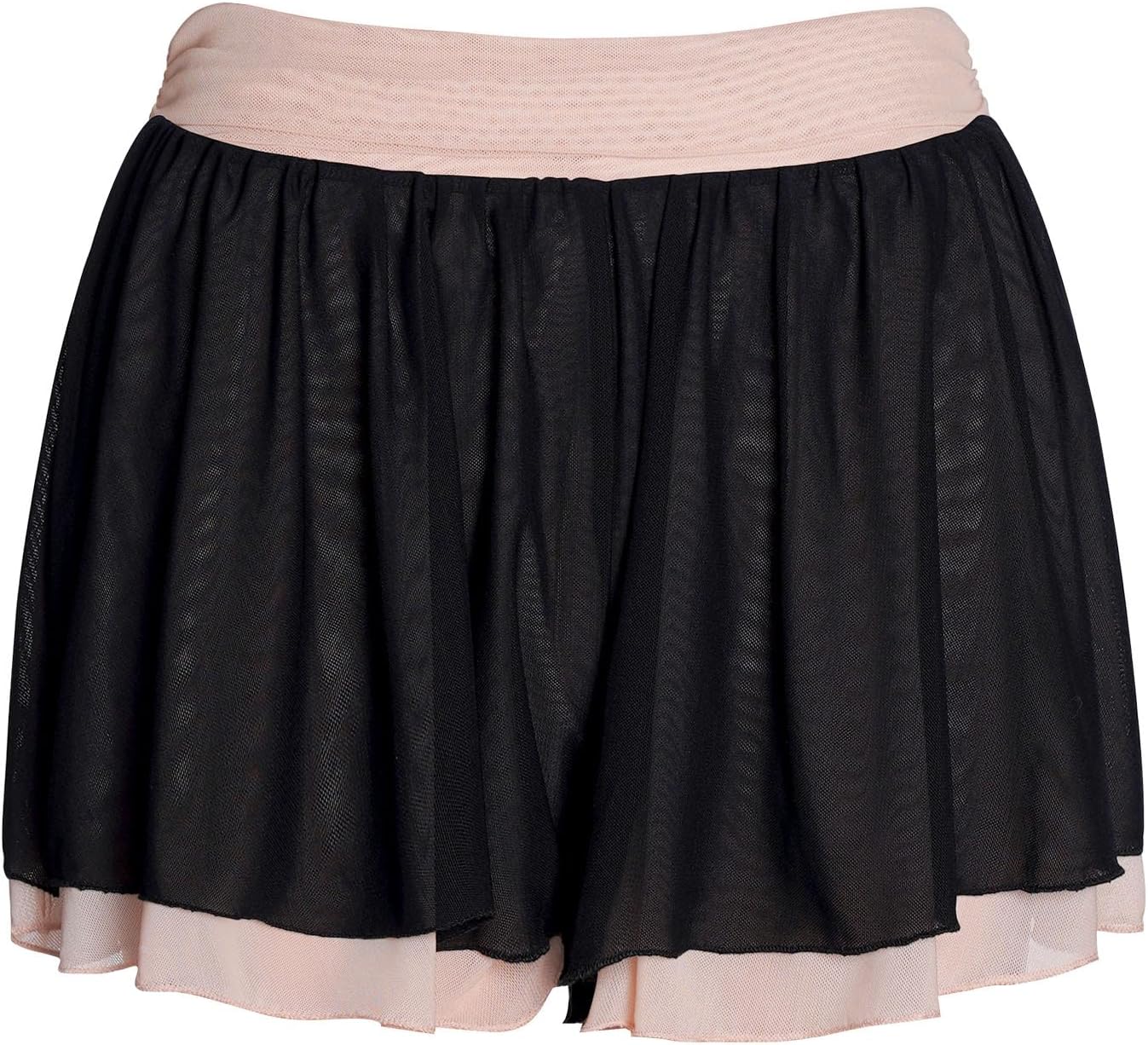 Daydance Contrast Color Women Ballet Shorts Mesh, Reversible Dance Short Pants High Waisted Tummy Control