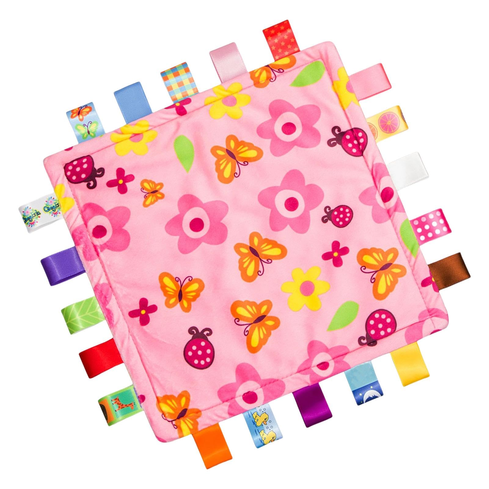 Hqunjikp Taggy Blanket for Kids | Cartoon Kids Security Blanket,Cute Portable Soothing Towel, Soft Appease Towel with Tags for Napping, Companion
