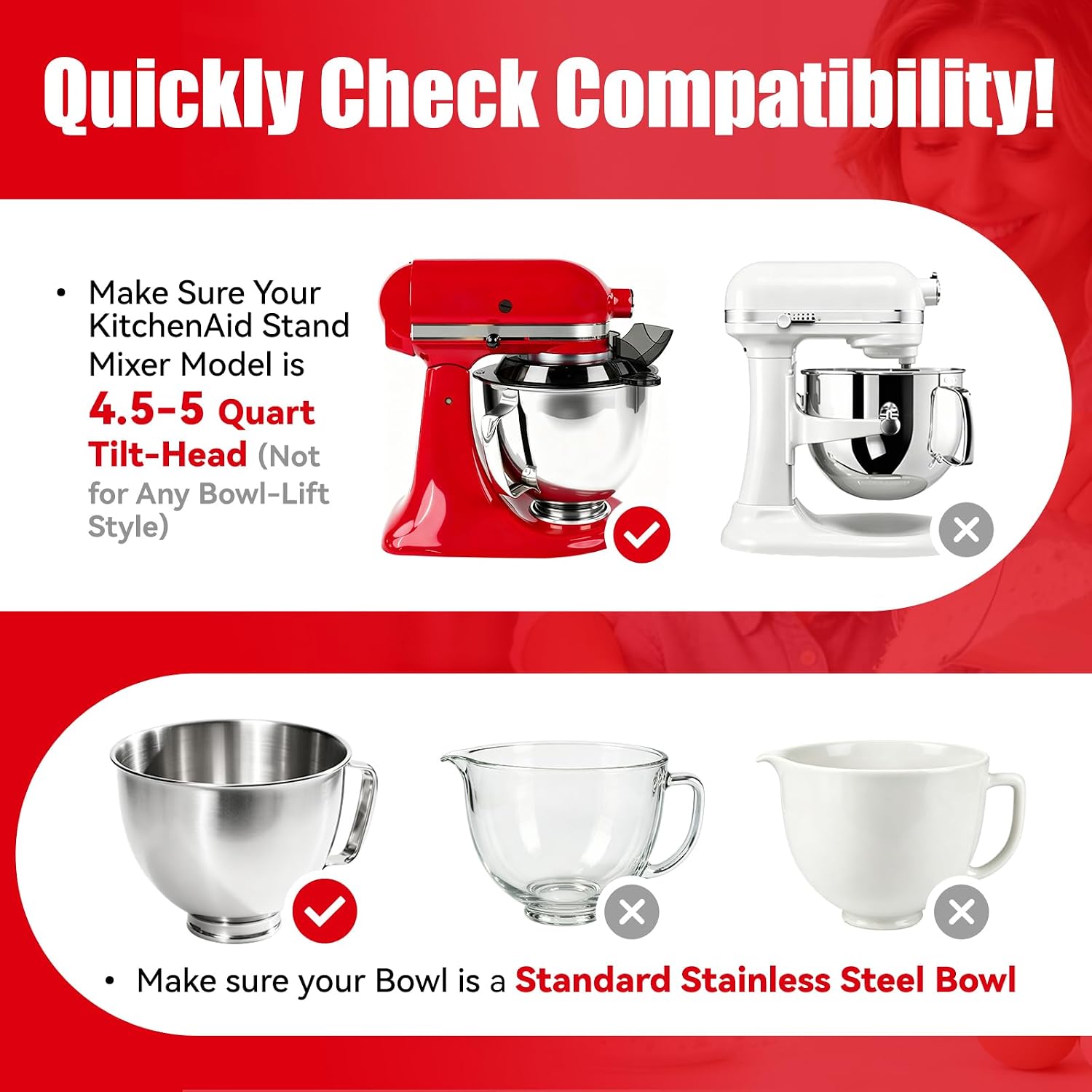 Pouring Shield Compatible with KitchenAid Tilt Head 4.5-5QT Stainless Steel, Fully Enclosed Splash Guard with Flip-Top Feed Chute, Clear Food-Grade Mixer Bowl Cover, Kitchen Aid Accessories